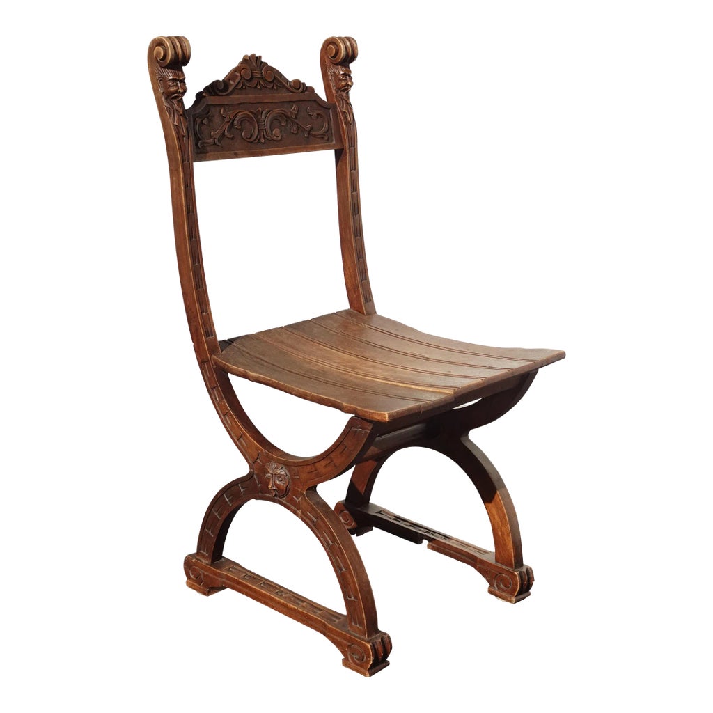 Antique Neo Classical Renaissance Carved Brown Chair | Chairish