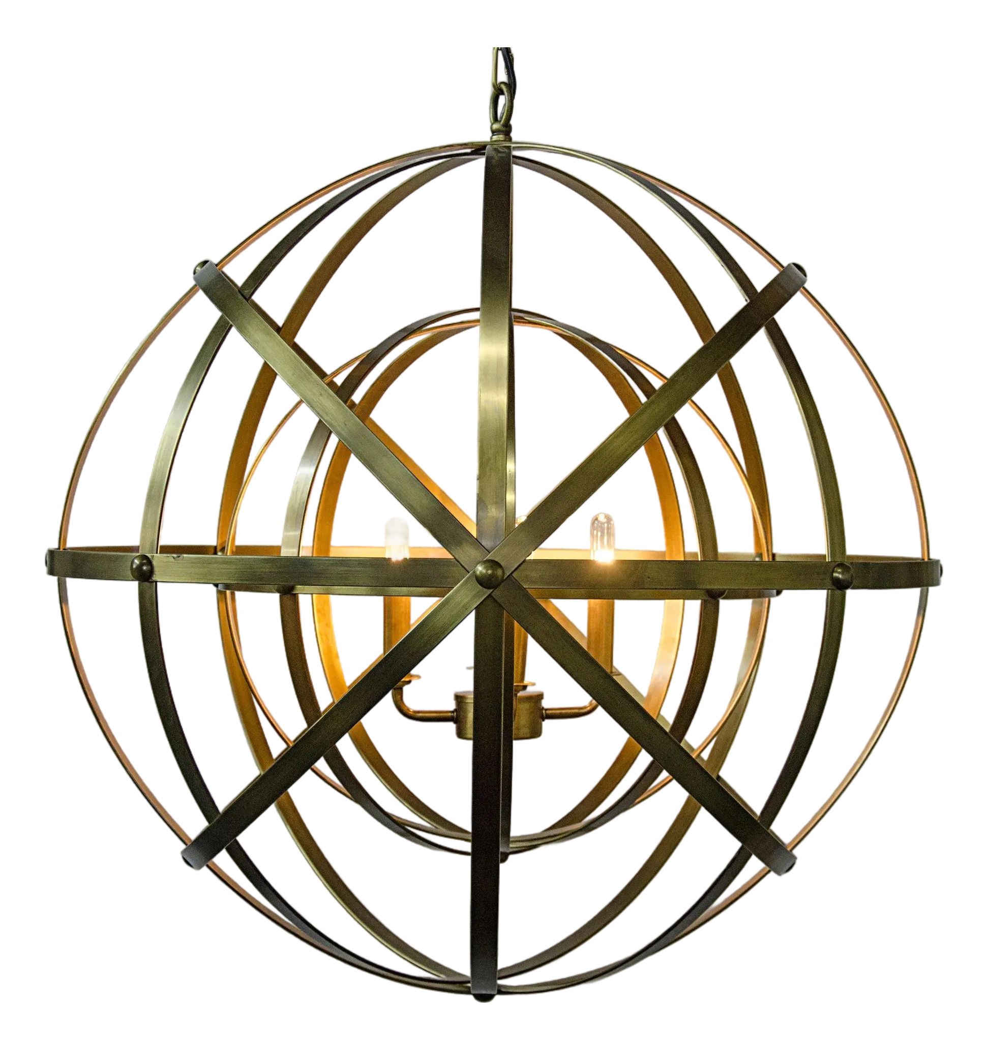 NOIR Alchemy Chandelier, Metal with Brass Finish