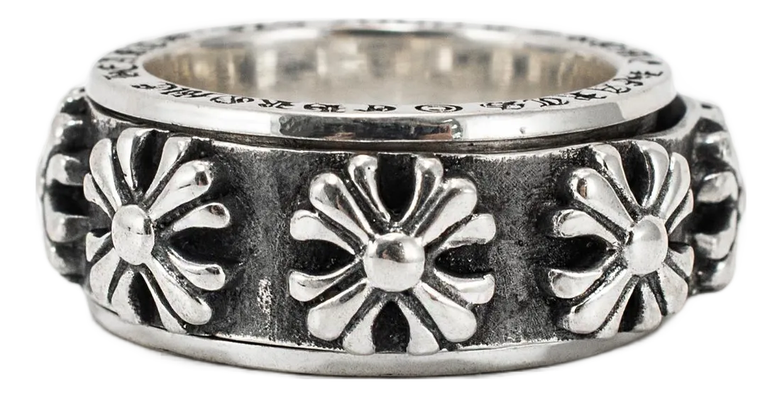 Men's Chrome Hearts 925 Sterling Silver Spinner Ch X Band Ring