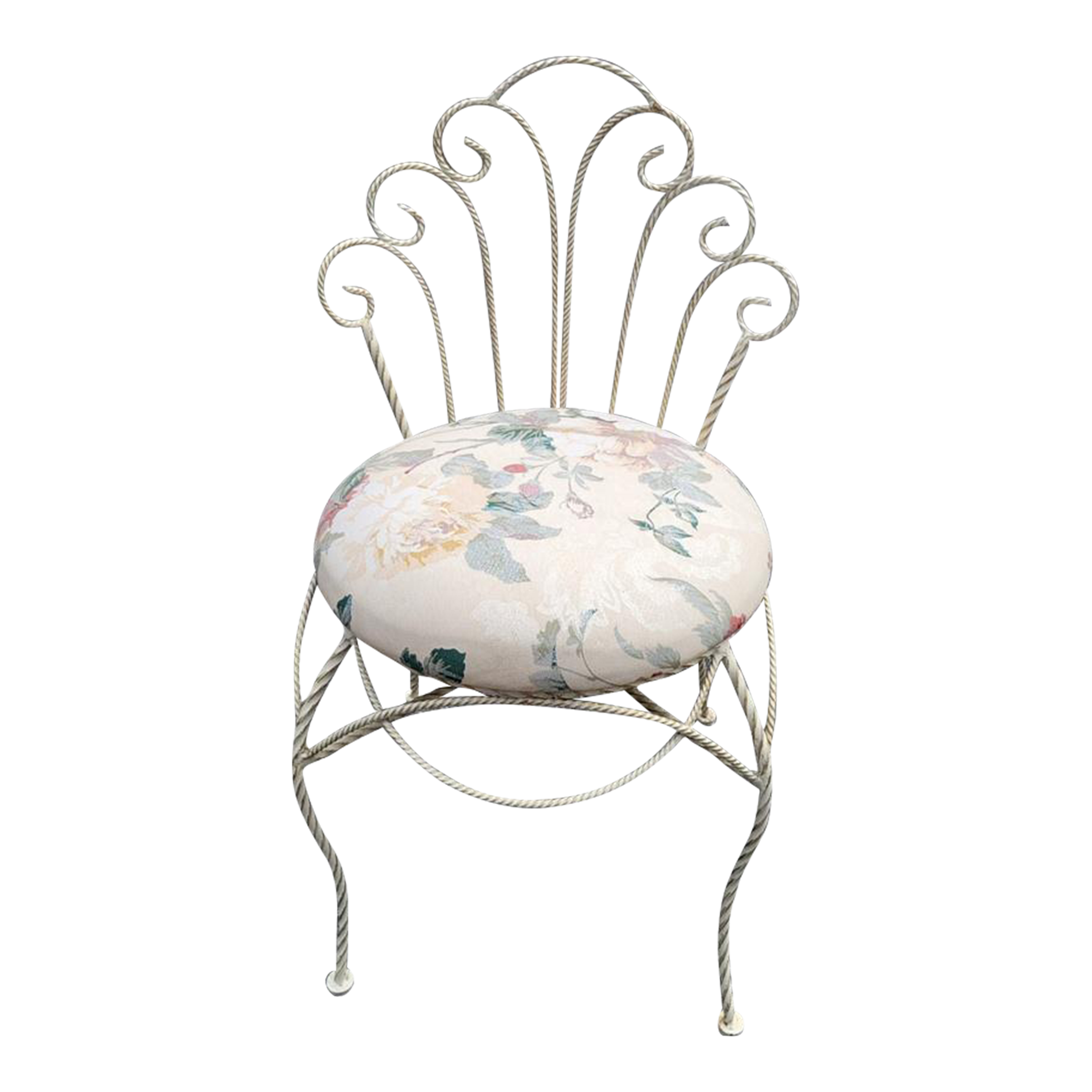 Old White and Gold Twisted Wire Vanity Chair Chairish