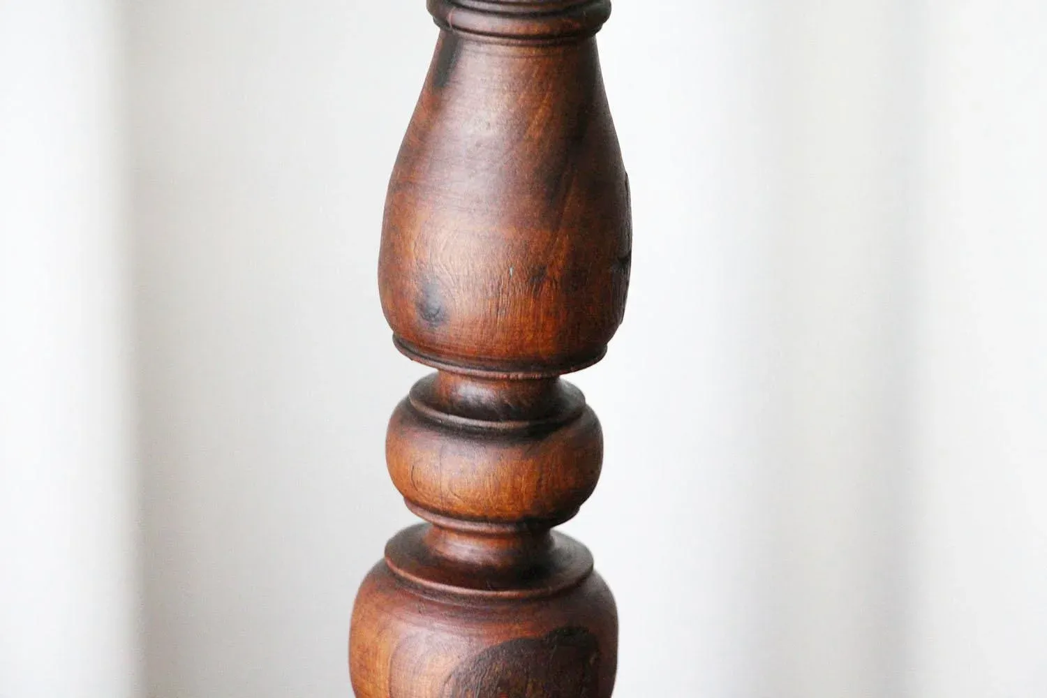 17th/18th Century Portuguese Carved and Turned Wood Candlesticks - a Pair