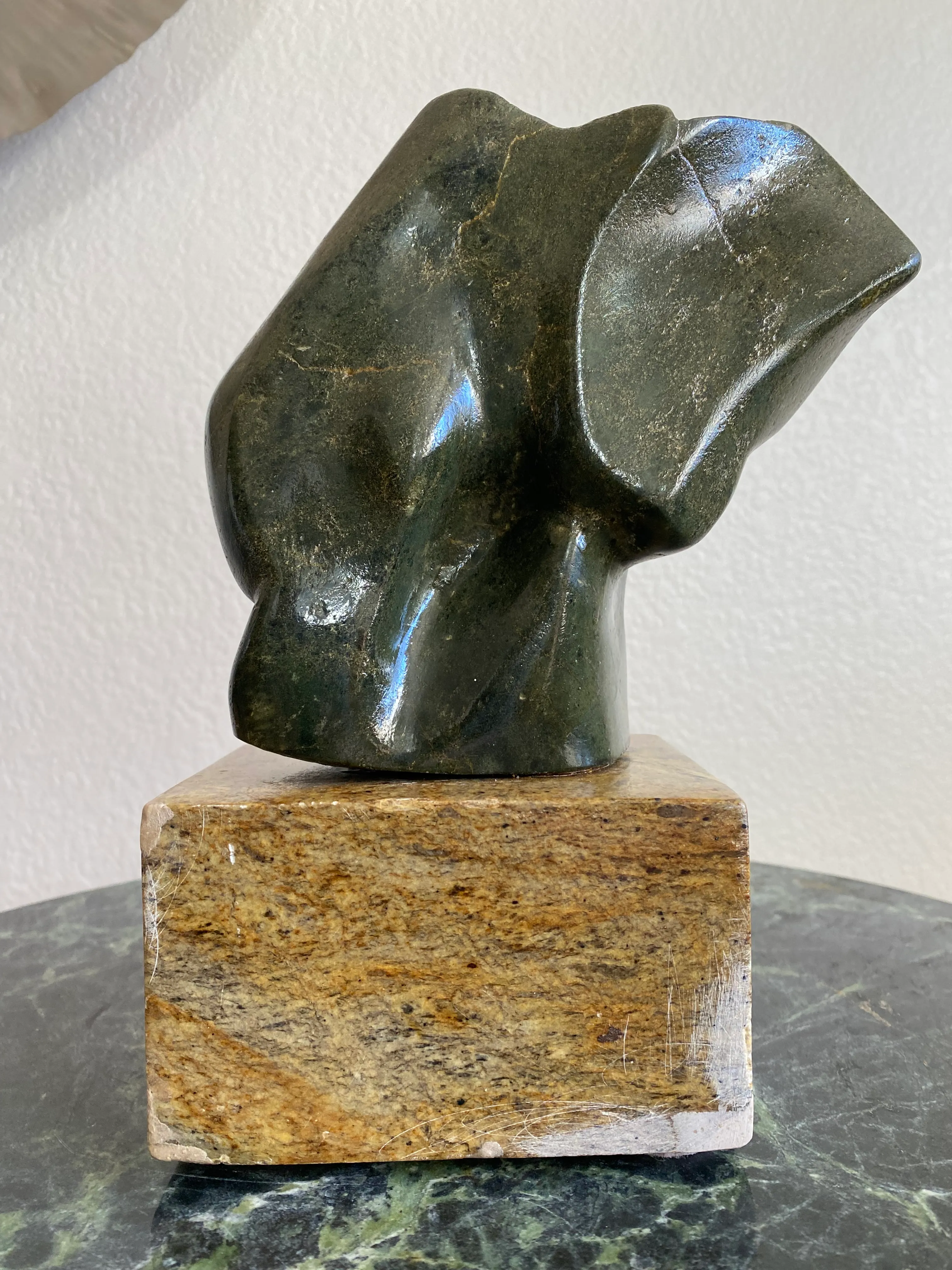 Carved Stone Modernist Abstract Sculpture Signed by Artist