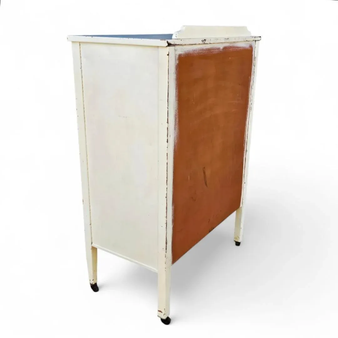 antique simmons metal dresser Vintage Brushed Steel Dresser and Mirror by Simmons  cityFoundry