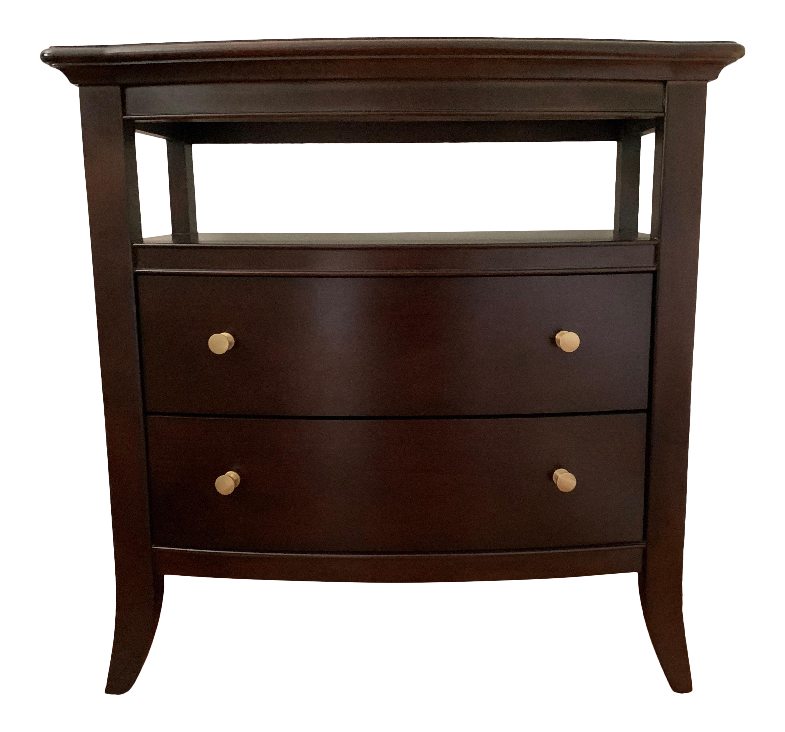 Stanley Wood And Glass Nightstand 2 Drawers And Shelf Chairish