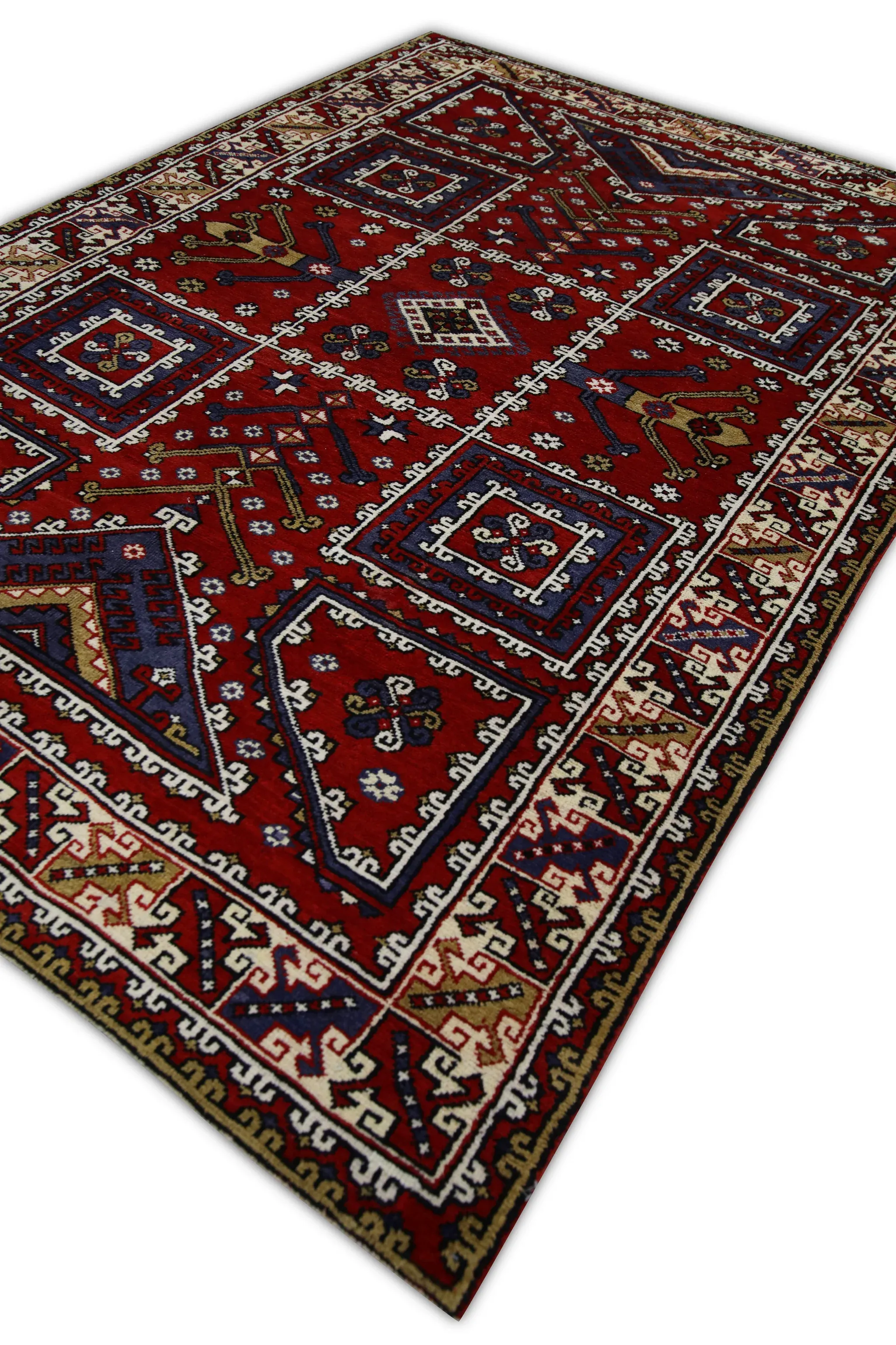 58.5×156 \"至福の喜び\" ViNTAGE TURKiSH RUG 7' x 10' - Vintage Turkish Area Rug, Blue - Ofelia | Kuden Rugs