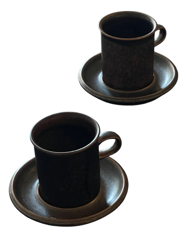 Arabia Coffee Mug and Saucer in Stoneware attributed to Ulla Procope for  Arabia, 1960s, Set of