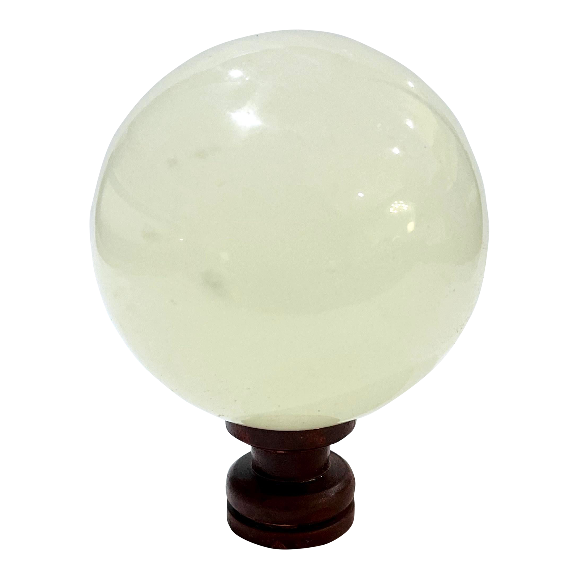 Vintage White Onyx Ball on Lacquered Turned Wood Stand Chairish