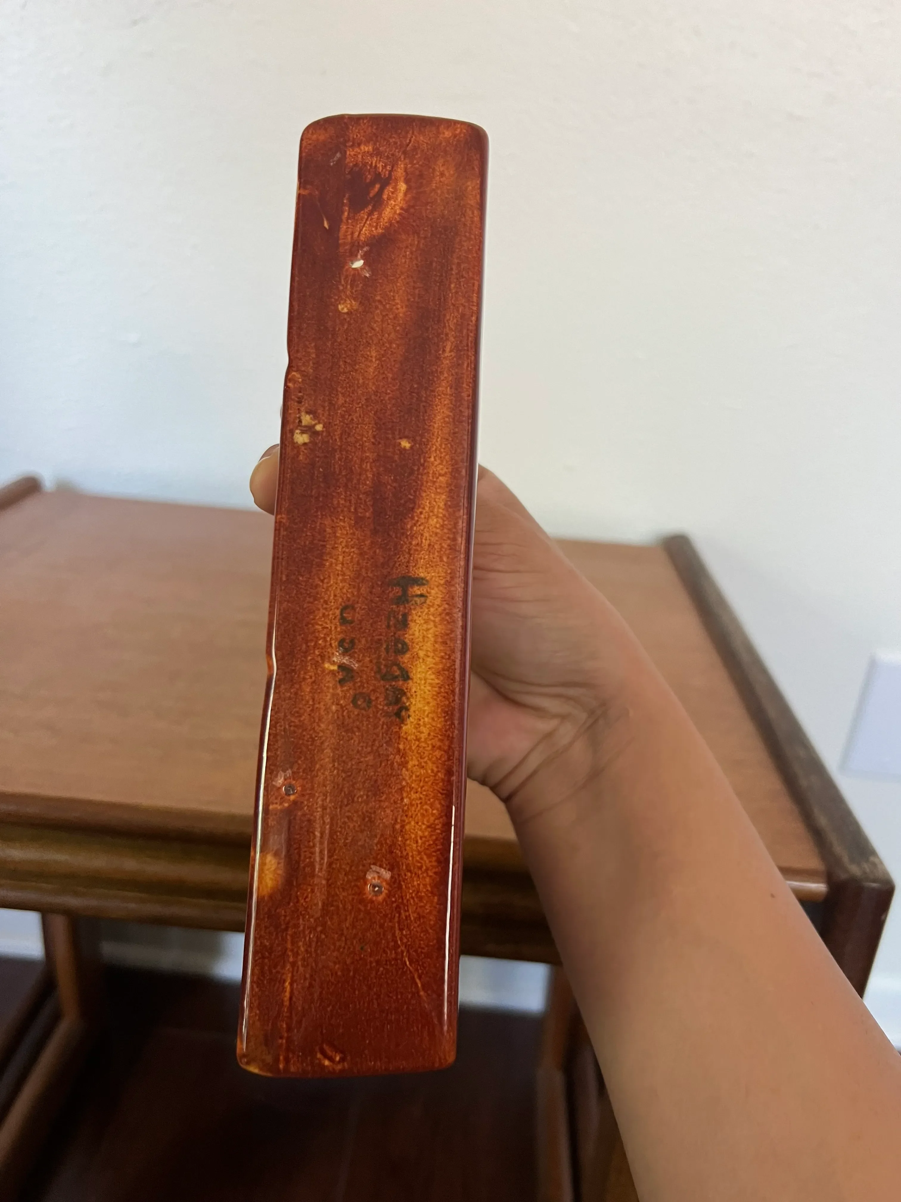 Vintage Mid Century Modern Ceramic Orange Pen Holder Desk Accessory by Royal Haeger