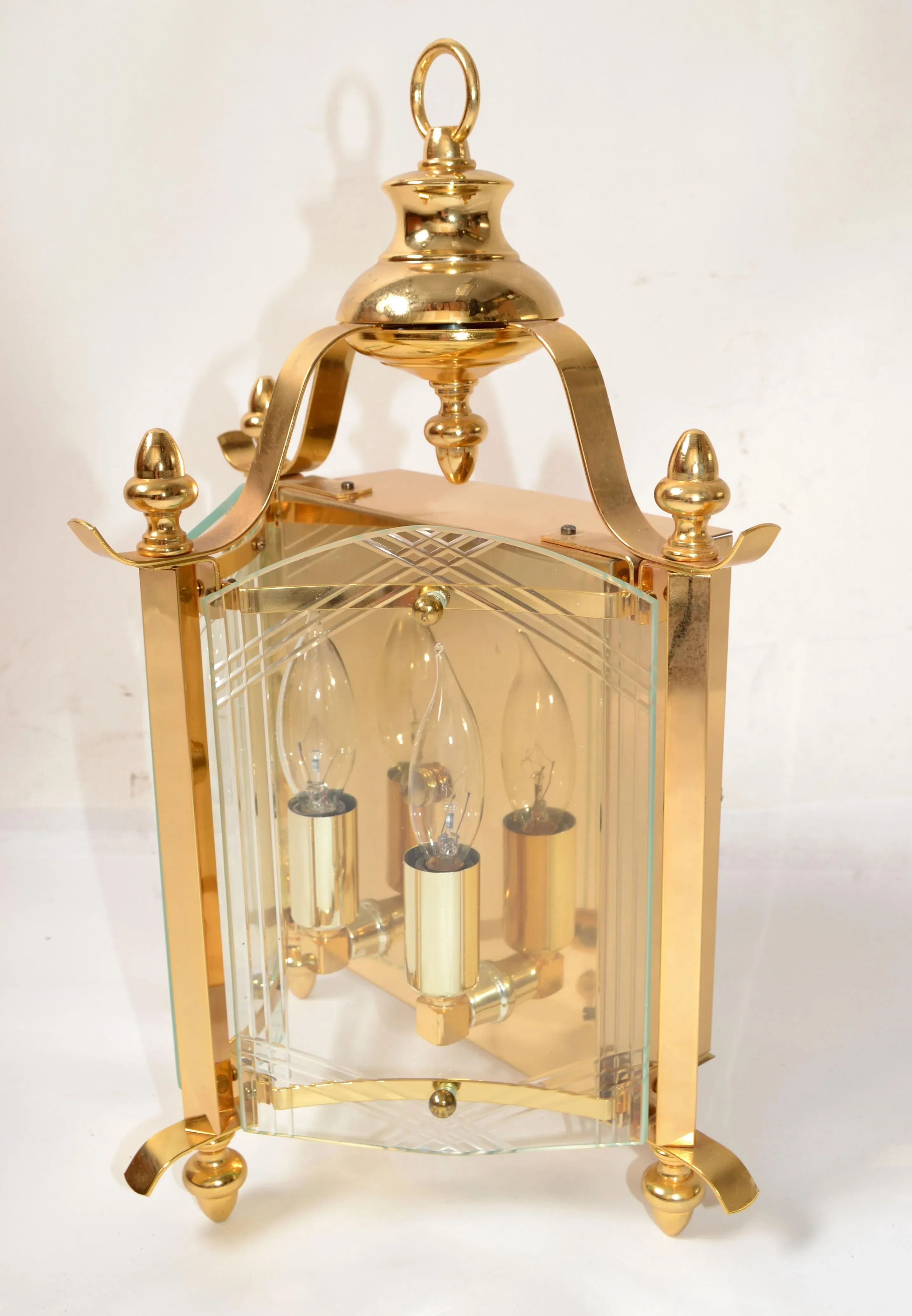 1980s American Lighting Fixture 2 Light Brass Cut Glass Wall Sconce Hallway  Light | Chairish, image size:2868x4140