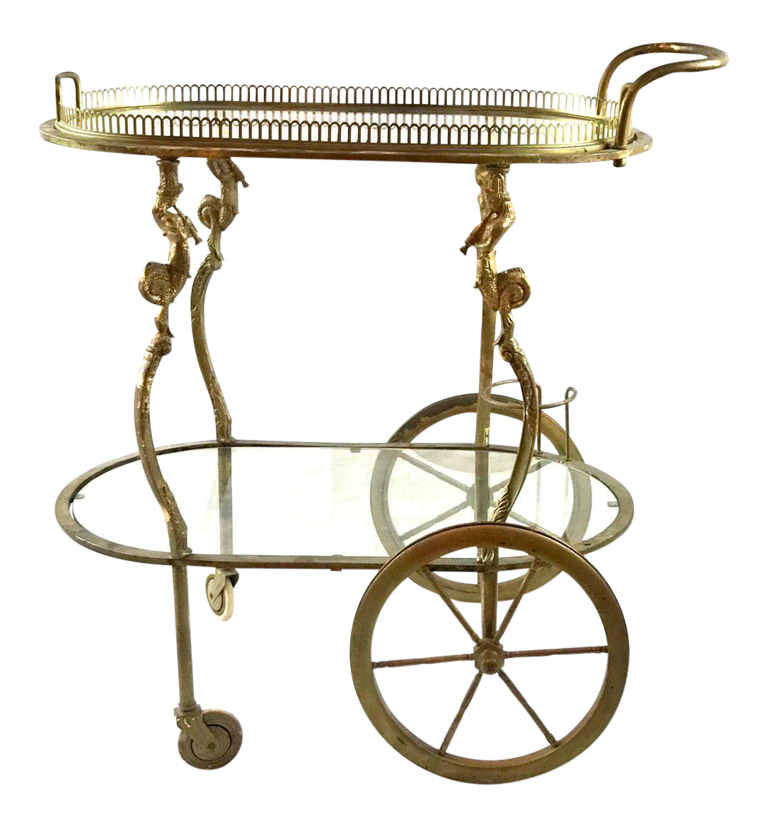 Mid Century Bronze Bar Cart Chairish