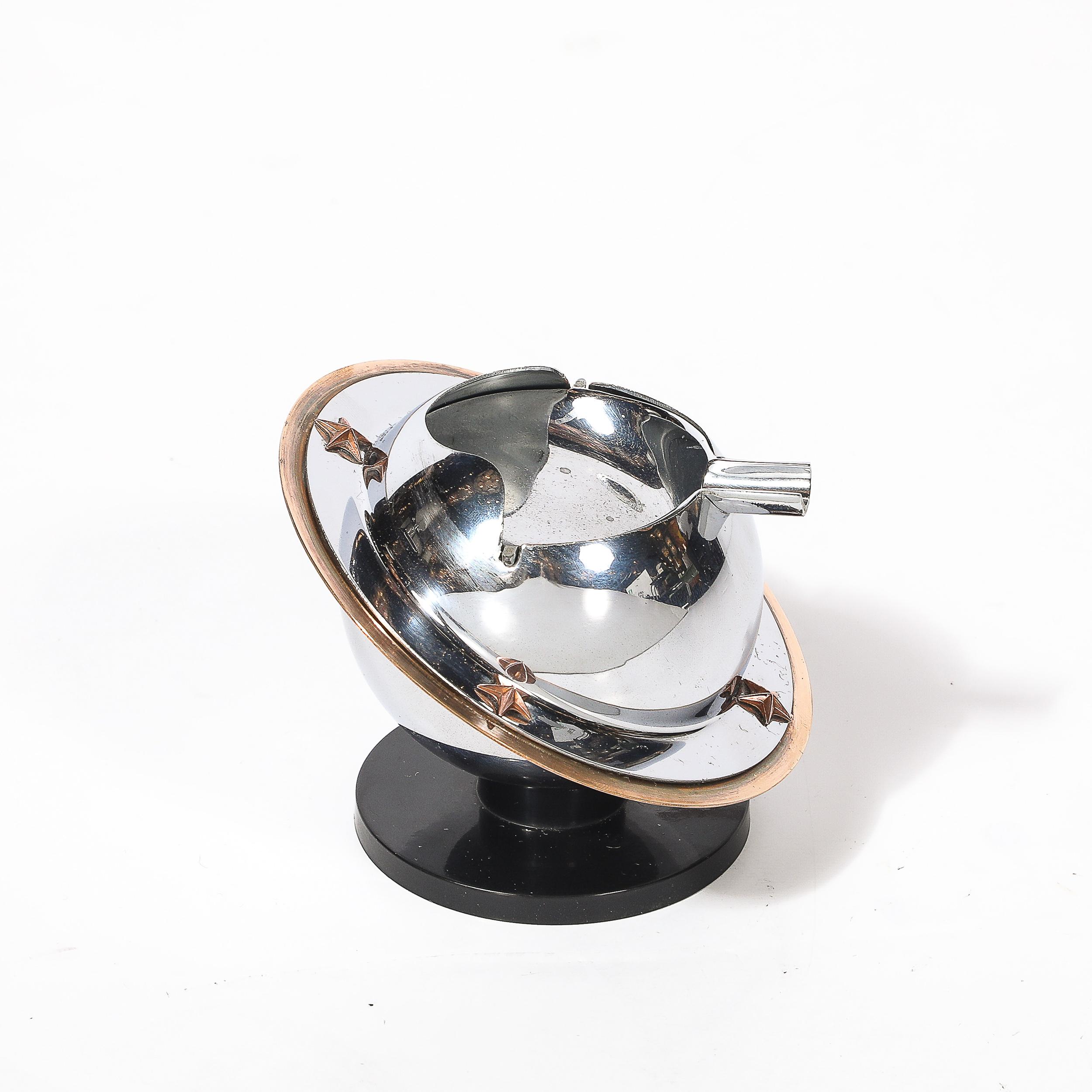 80s Rare！Rocket Ashtray 80年代 未使用 ロケット灰皿 Art Deco Revere Saturn Ashtray in Chrome, Brass & Bakelite | Chairish