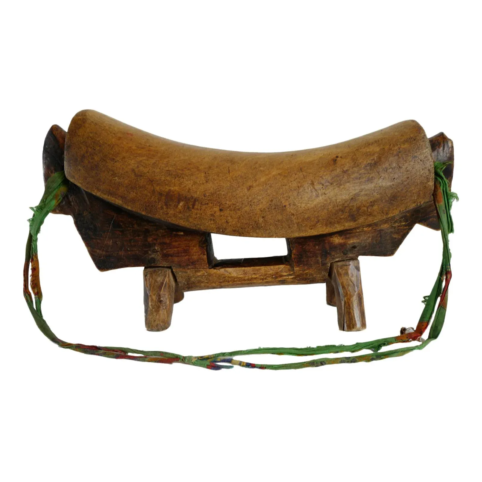 Vintage Tribal African Carved Wood Headrest