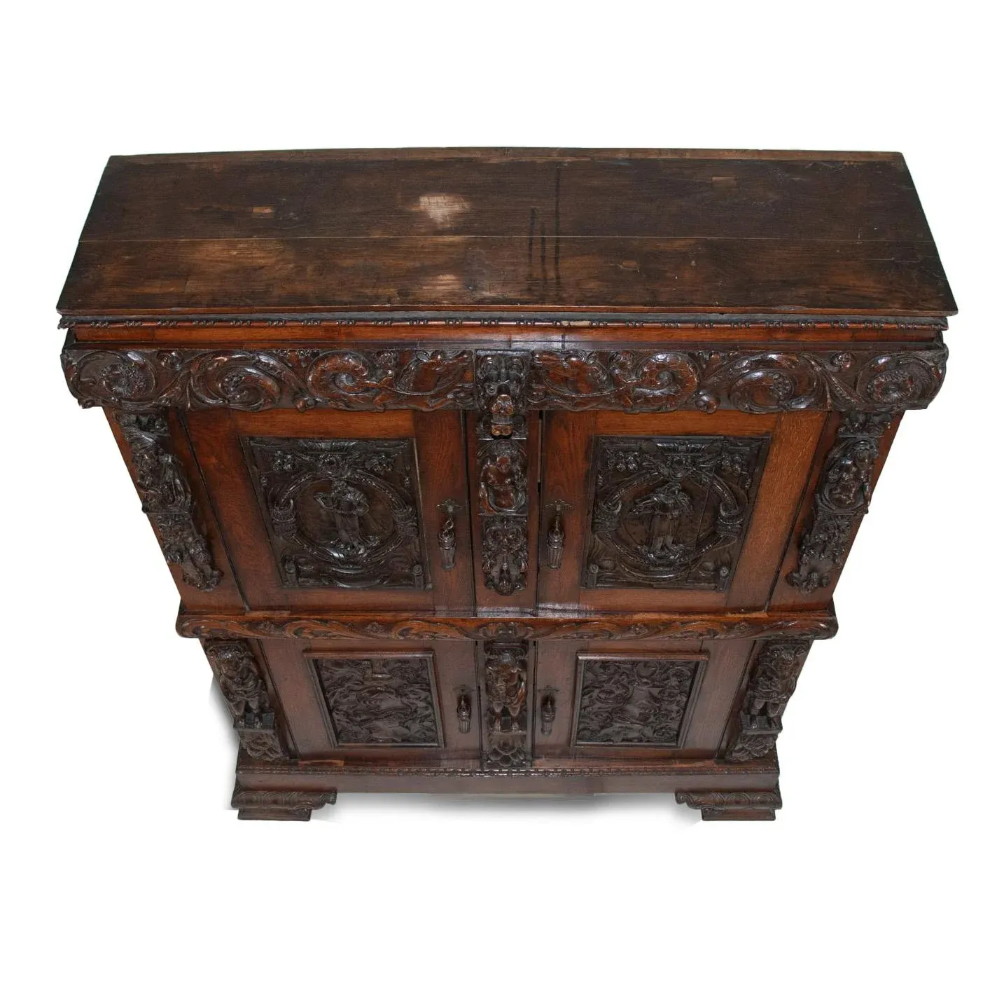 19th Century French Renaissance Revival Cabinet With Ornamental Figural Carvings