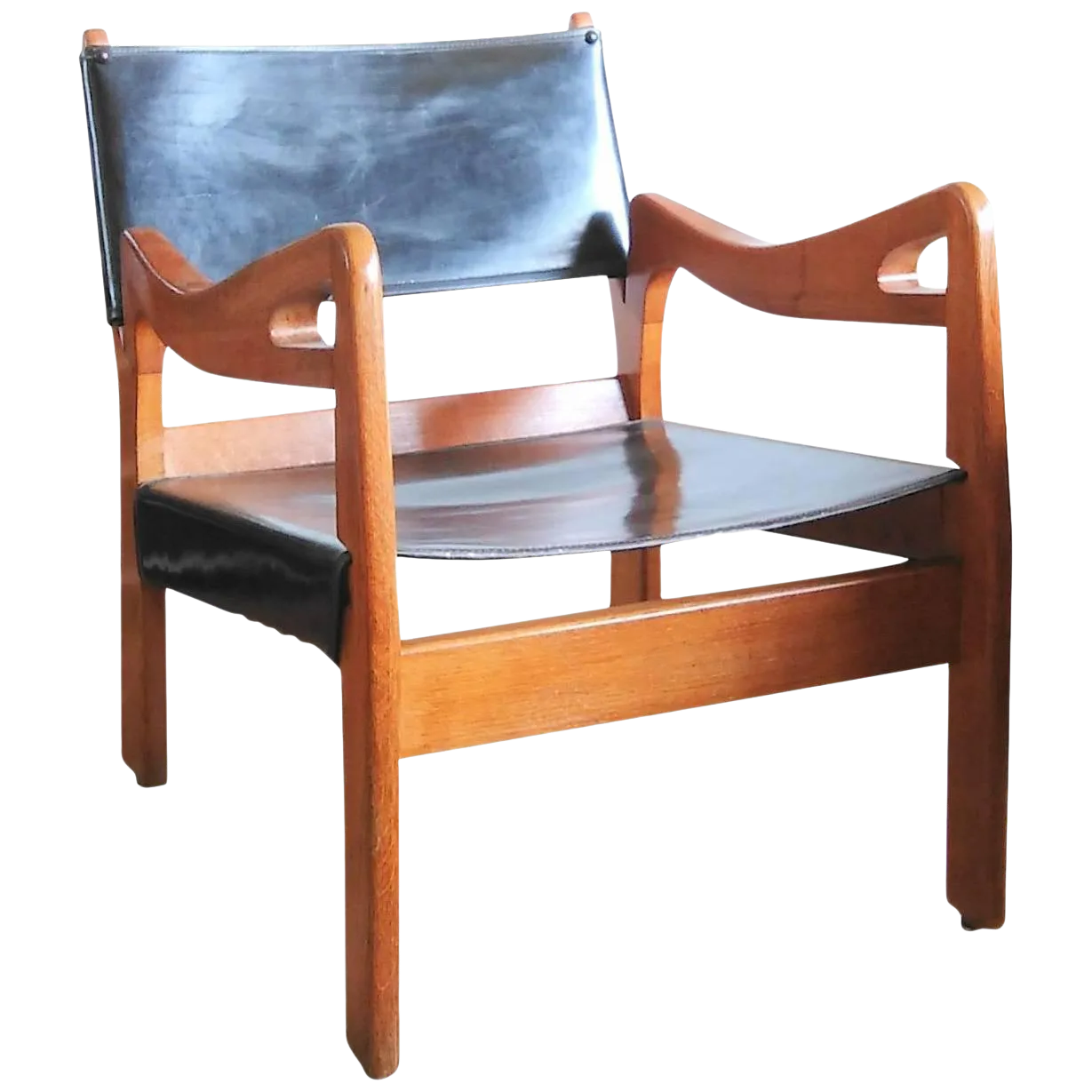 Solid Oak Armchair by Guillerme & Chambron, France, 1960s Chairish