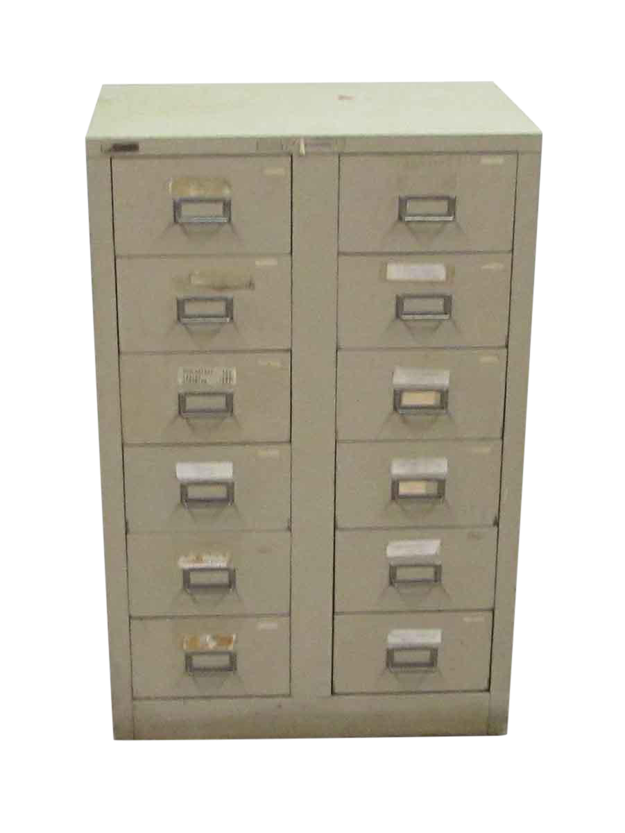 Tan Metal File Card Cabinet Chairish