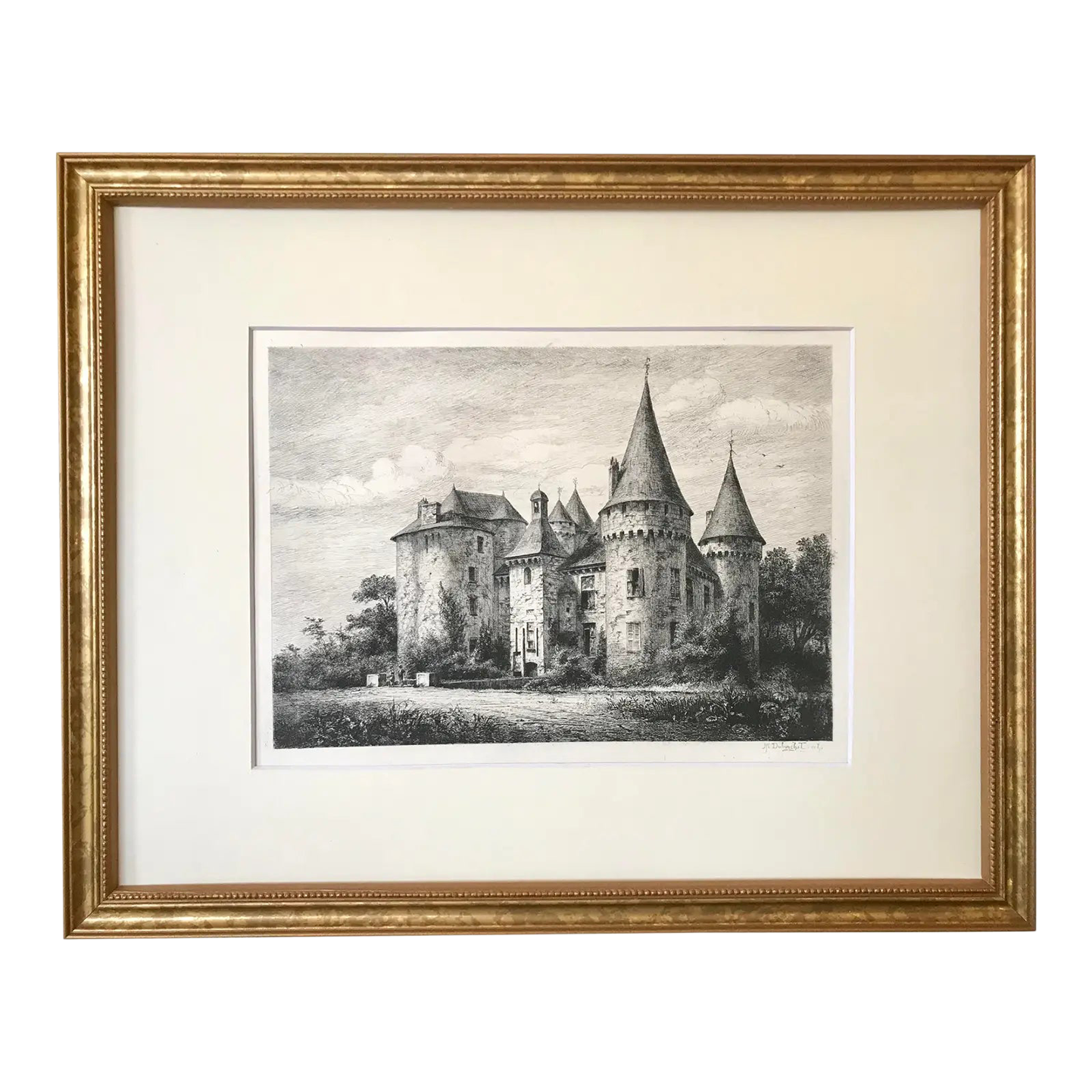 Antique French Etching French Chateau Bonneval by Dubachet Paris 1860 Chairish