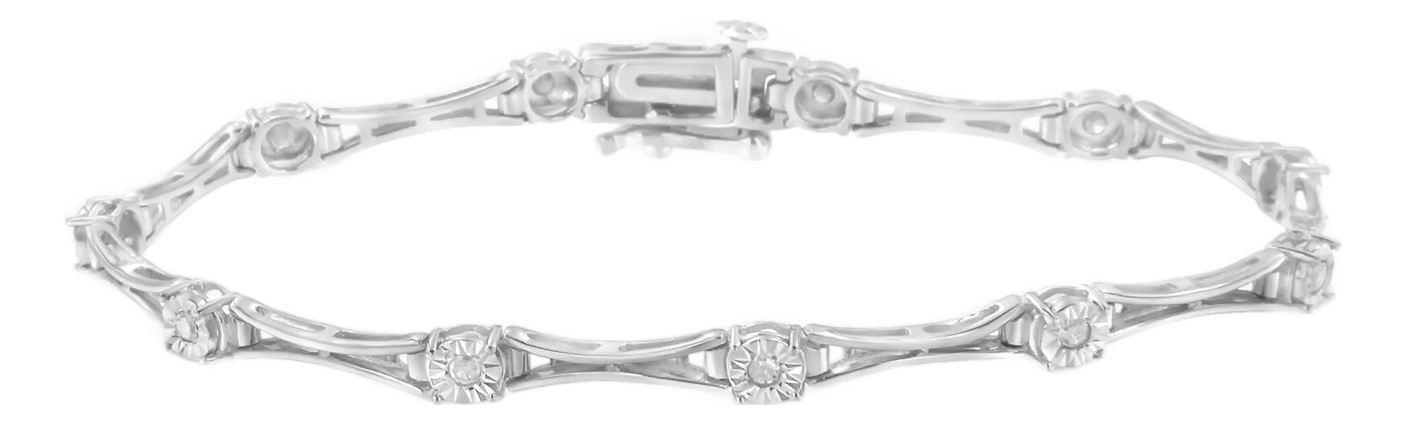 925 Sterling Silver 1/4 Cttw Diamond Miracle-Set Flared-Bar 7