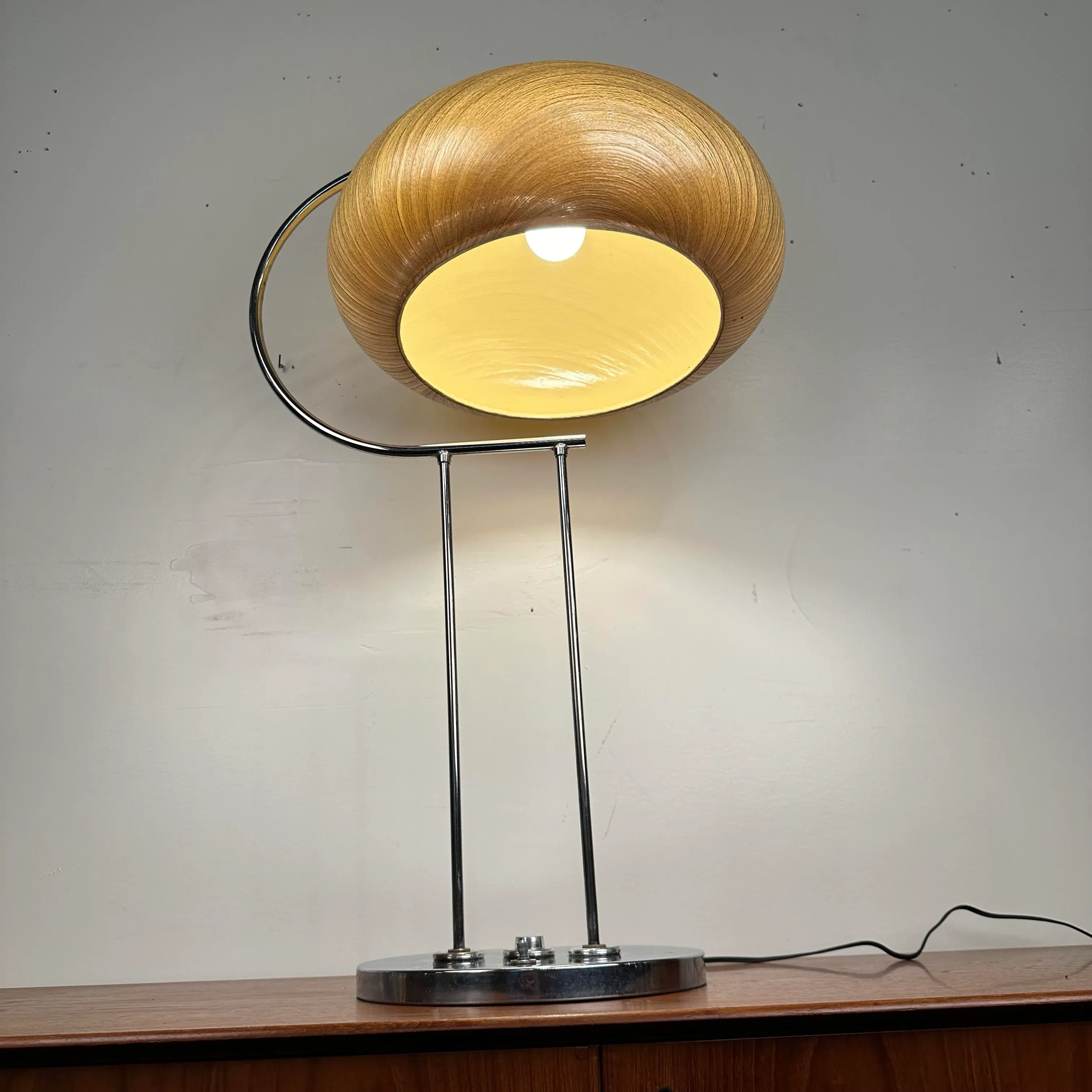 Harvey Guzzini Italian Chrome and Fiberglass Table Lamp Chairish