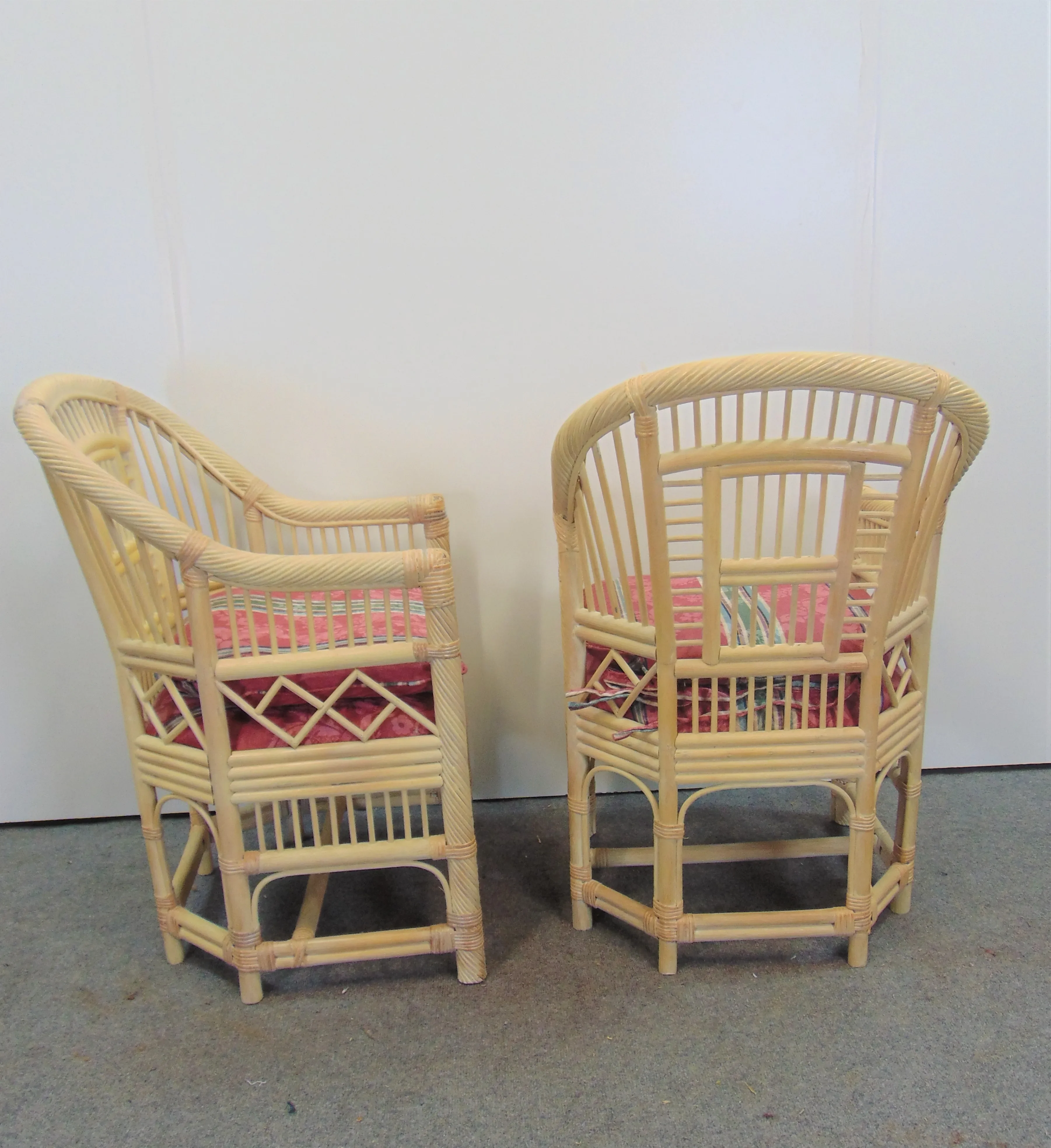 Andre Originals Chinoiserie Style Rattan Chairs - a Pair
