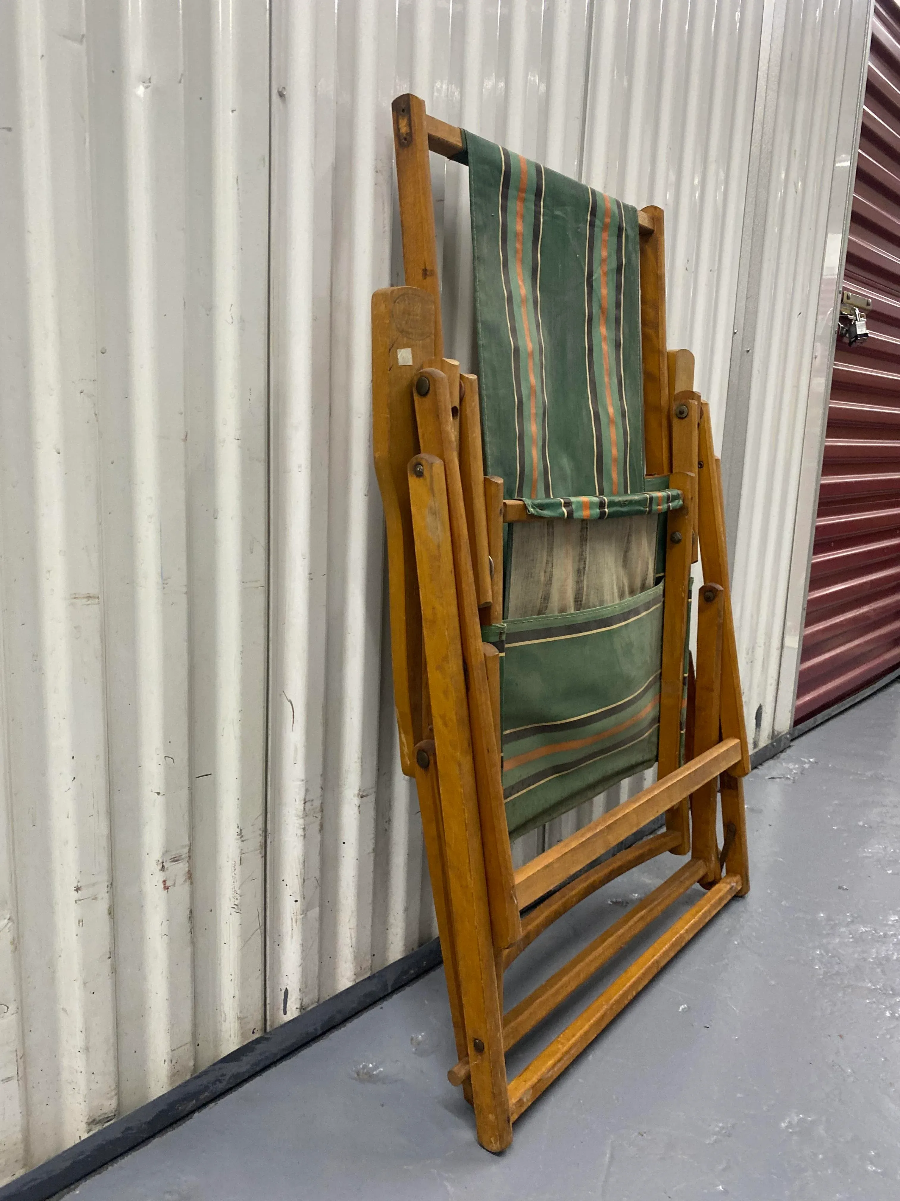 Vintage Striped Deck Folding Chair Chairish