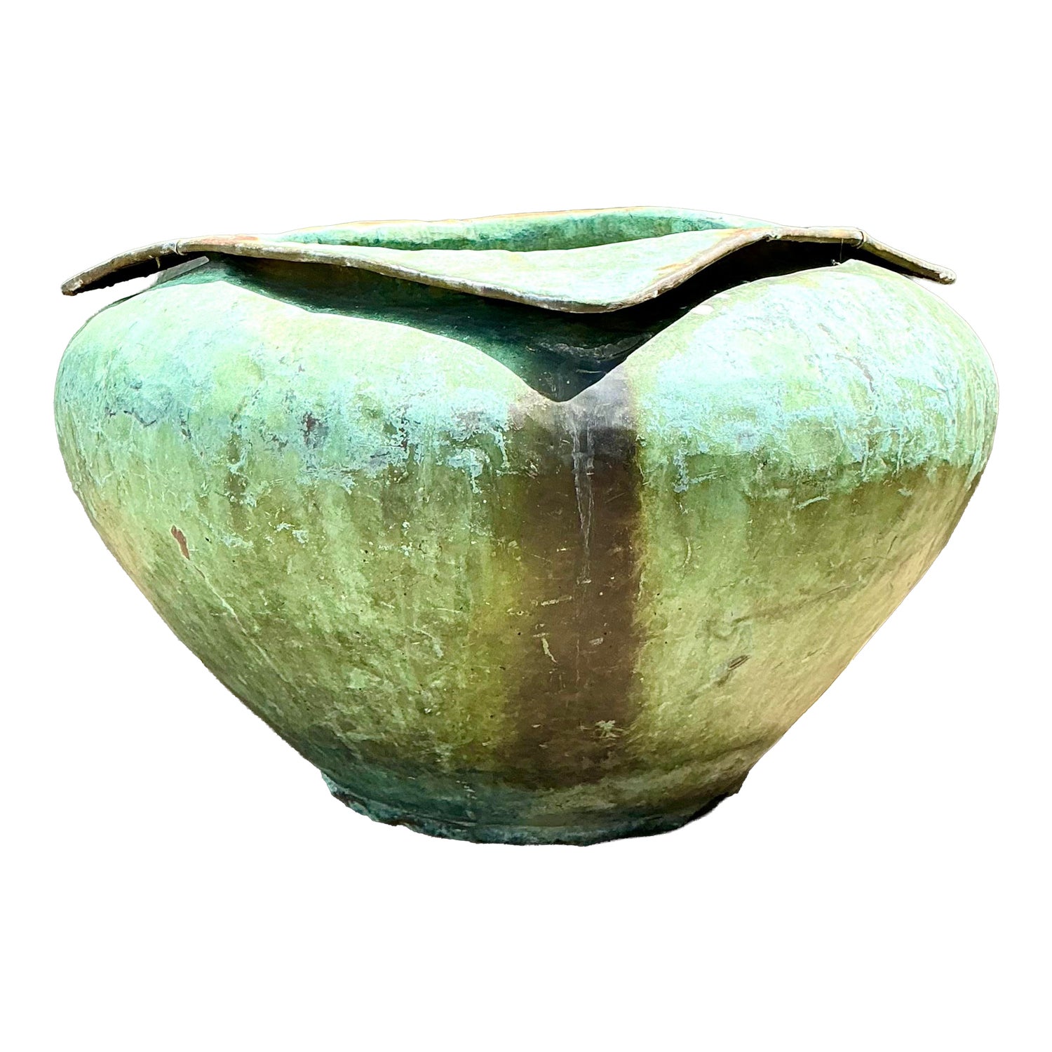 Vintage Heavily Patinated Bronze Planter