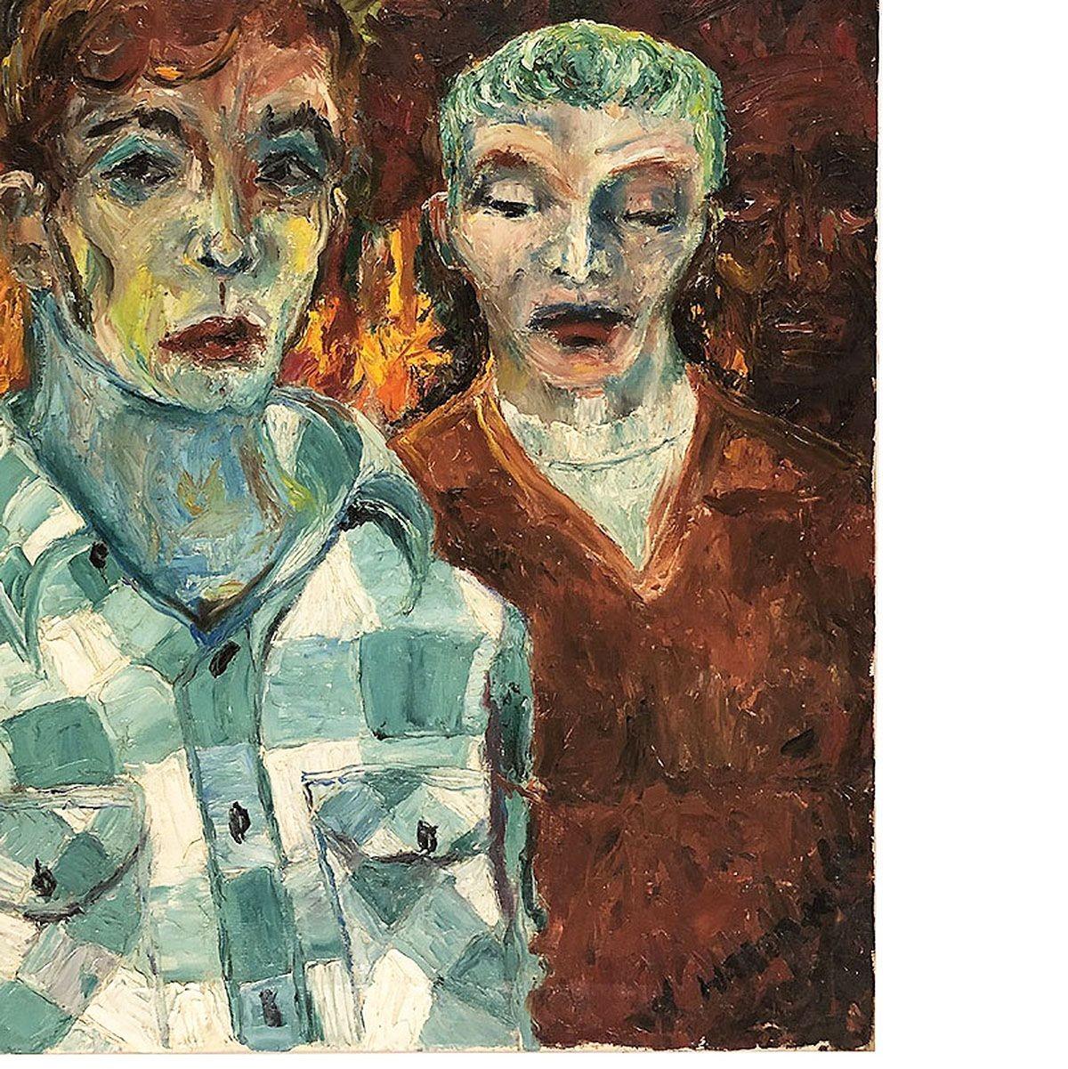 Neo-Impressionist Abstract Modern Art Oil on Canvas Portrait of