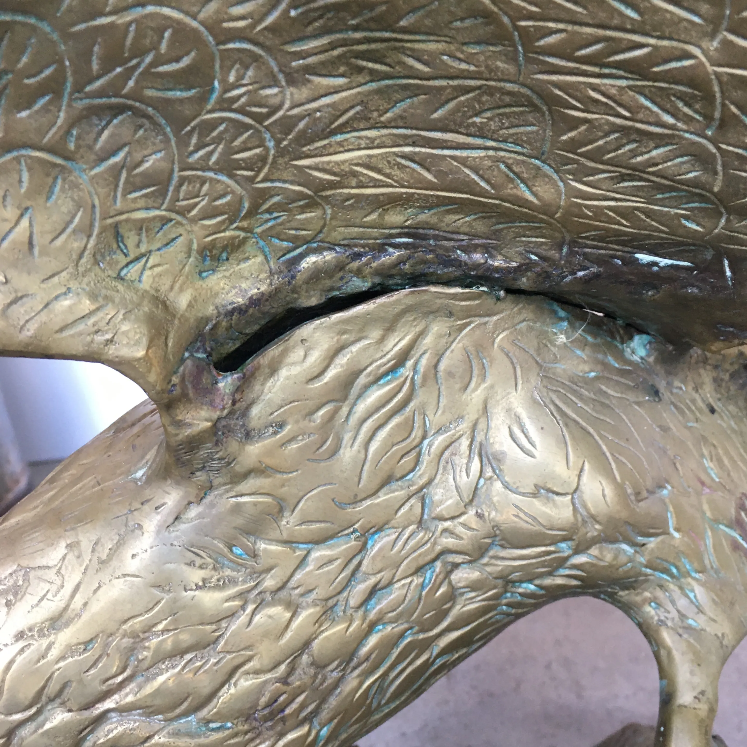 Vintage Solid Brass Faux Bois Eagle Sculpture