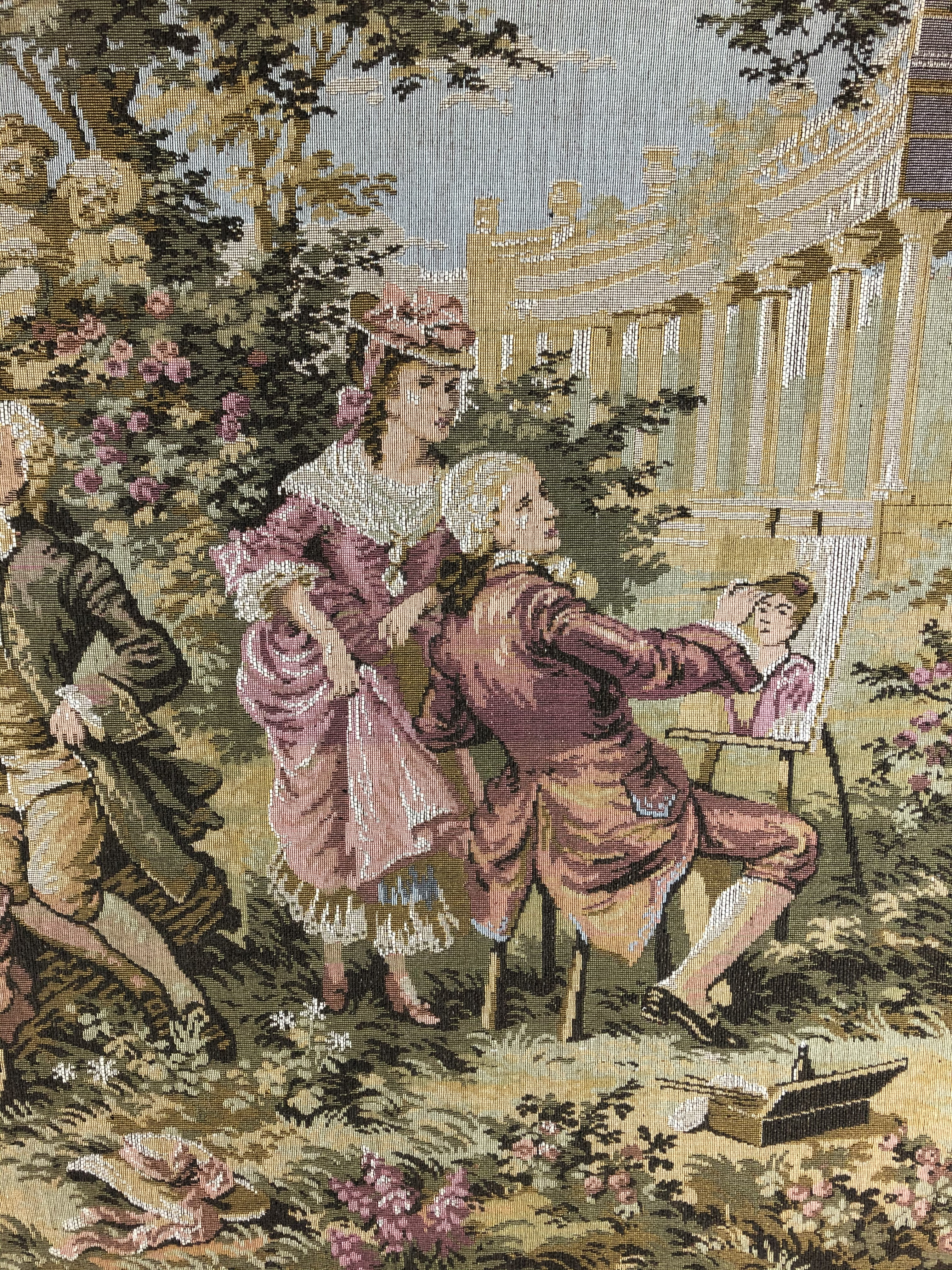 Large French Aubusson Jacquard Tapestry Depicting a Pastoral and