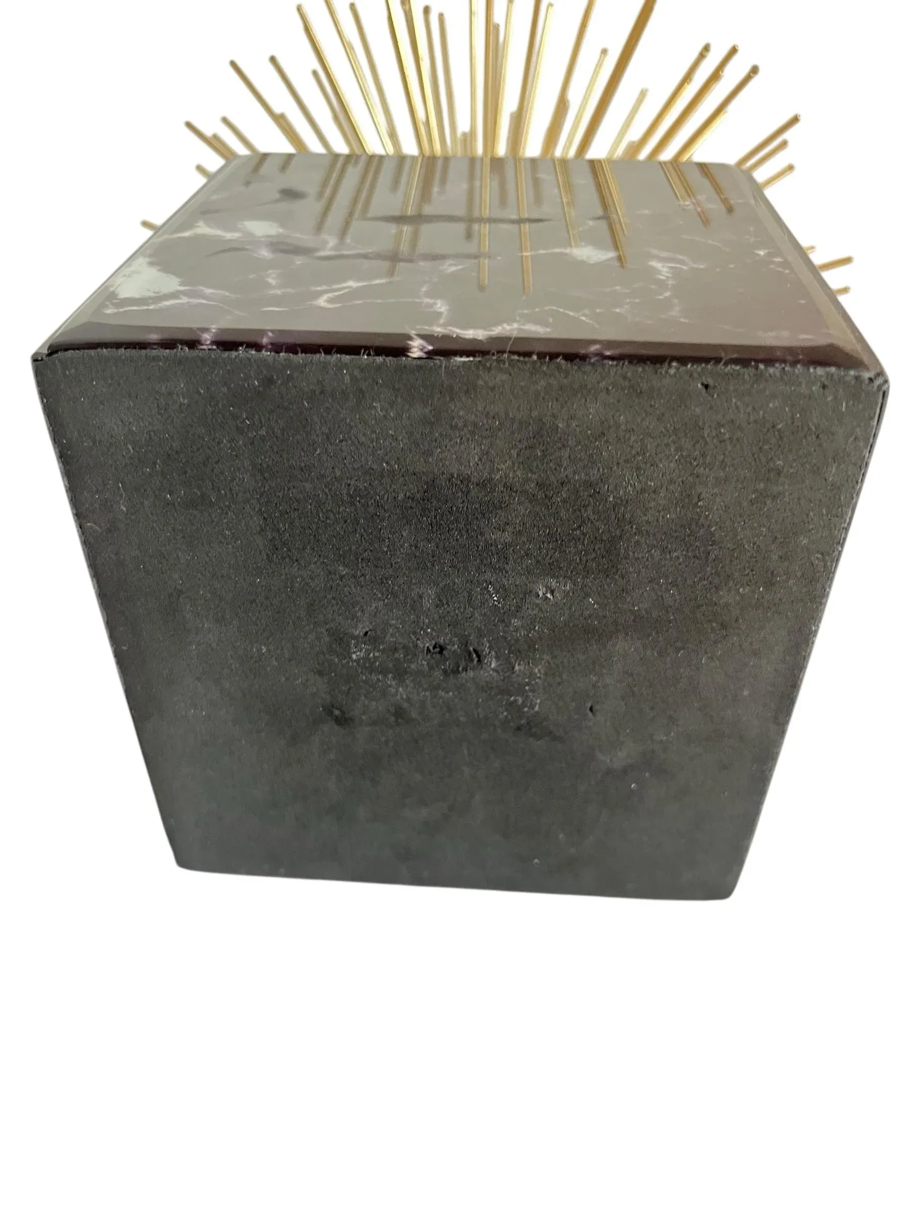 Starburst Sculpture Radiant Gold Iron Black Acrylic Marbled Cube