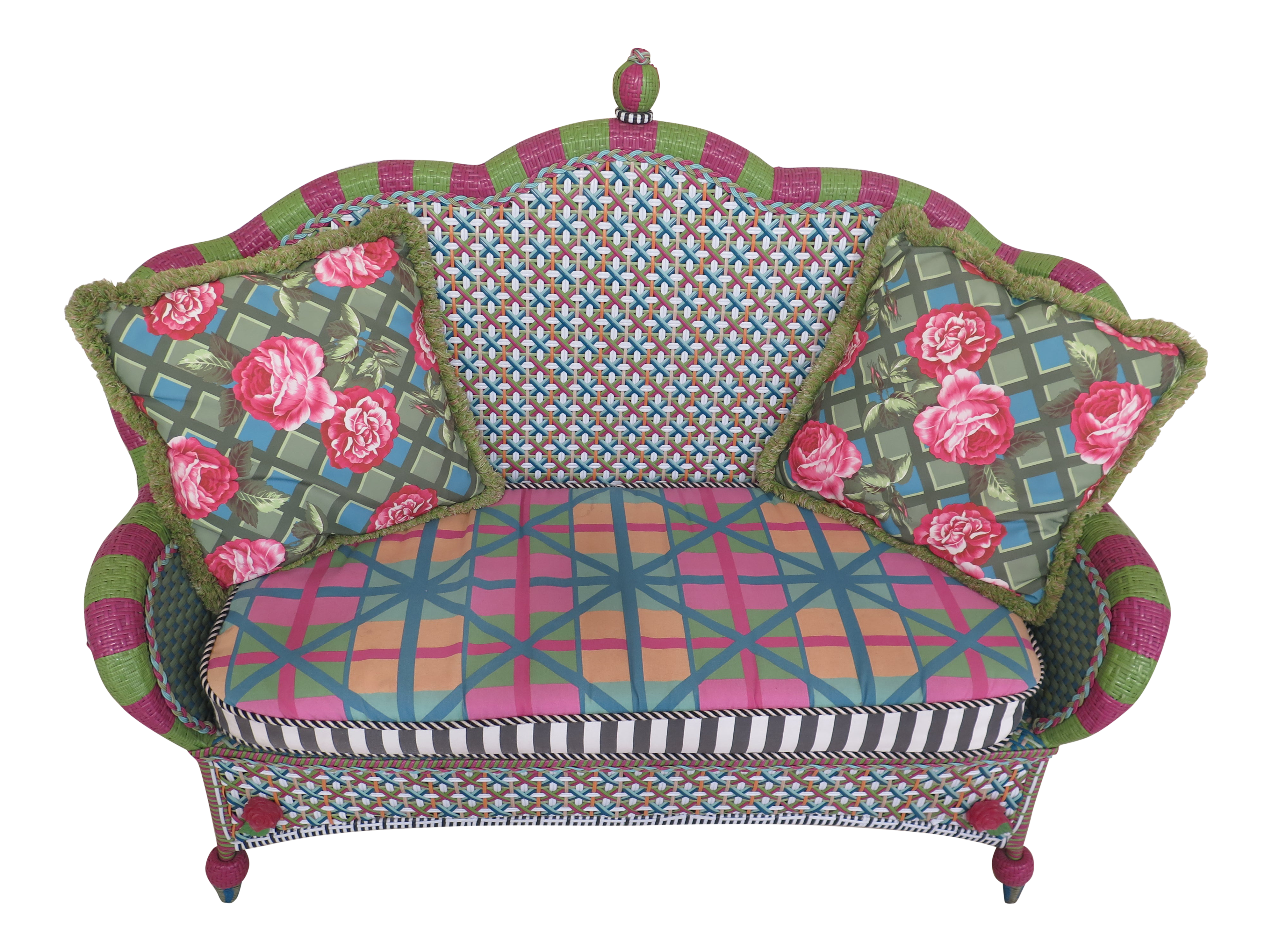 Mackenzie Childs Indoor Outdoor Plastic Rattan Sofa Chairish