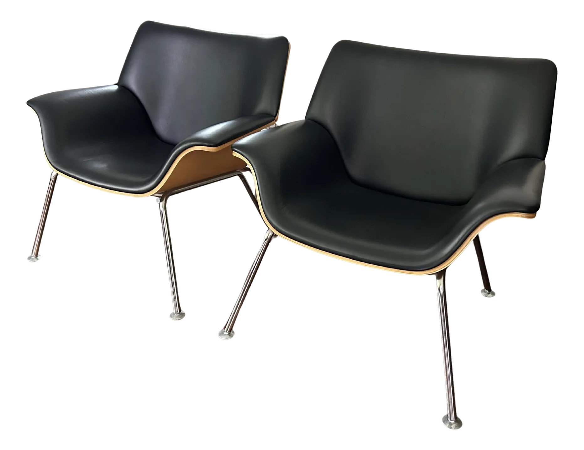 Herman Miller Swoop Leather Lounge Club Chairs in Black - Main Image