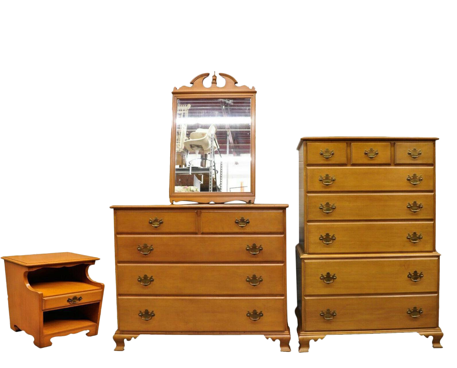 Vintage Beals Maine Rock Maple Bedroom Set With Dresser Chest Mirror