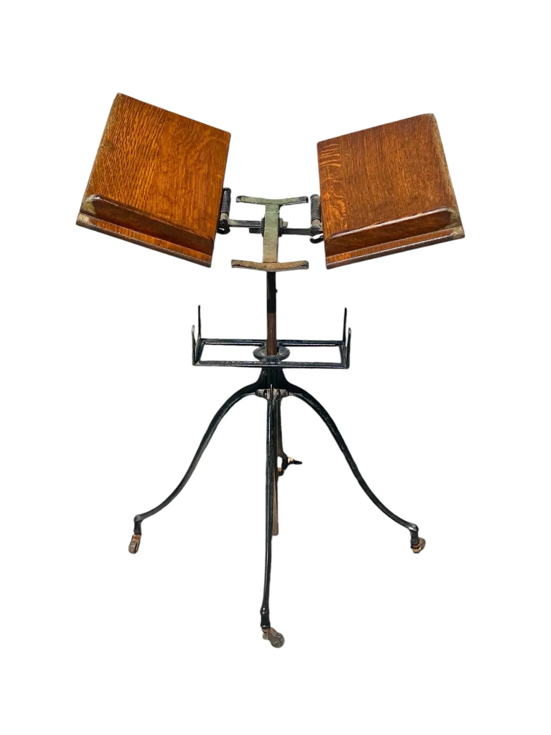 Late 19th Century Antique Victorian Cast Iron & Oak Dictionary Stand
