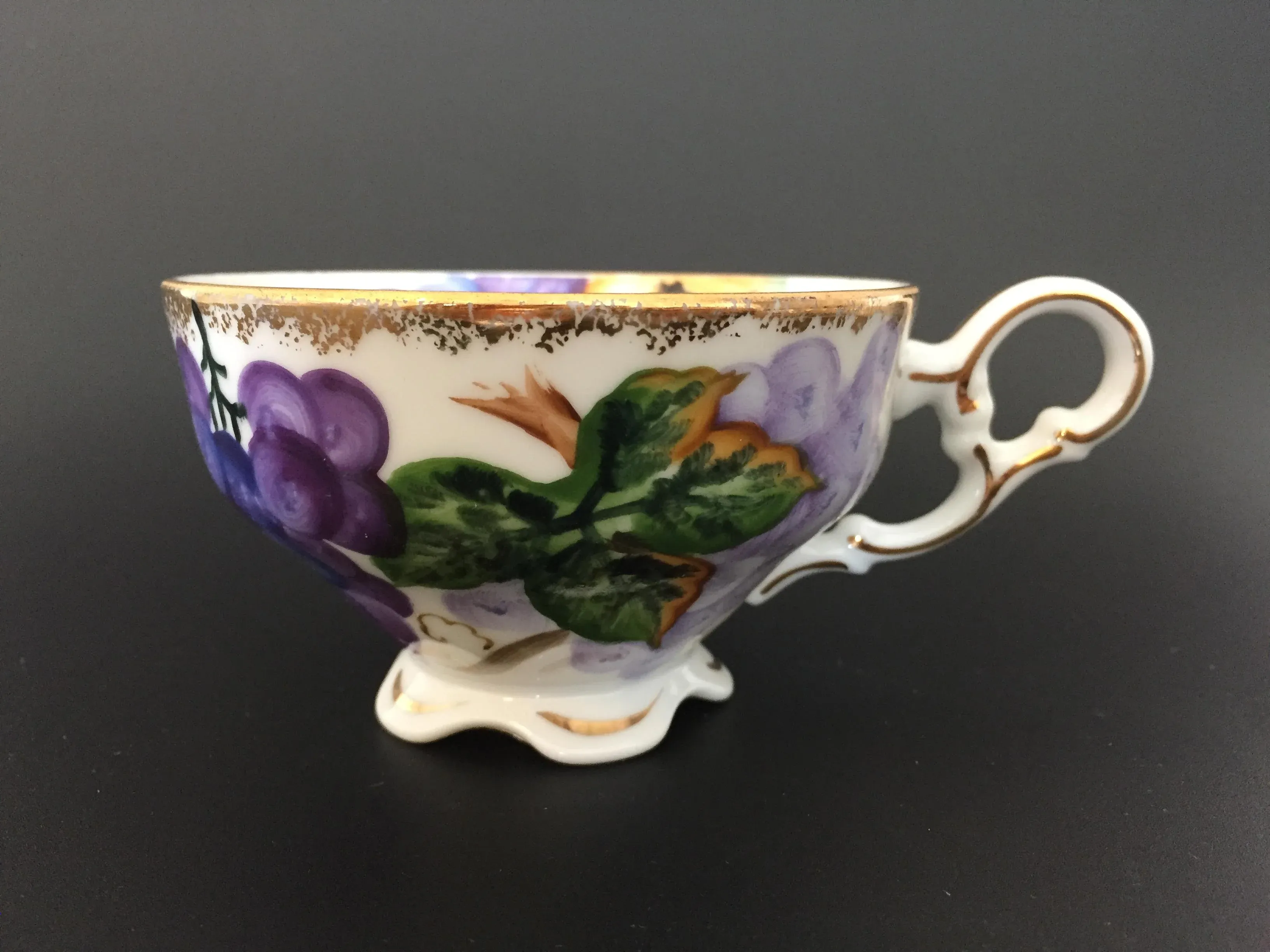 Norcrest Hand Painted Tea Cup & Saucer Set - Bunch of Grapes on