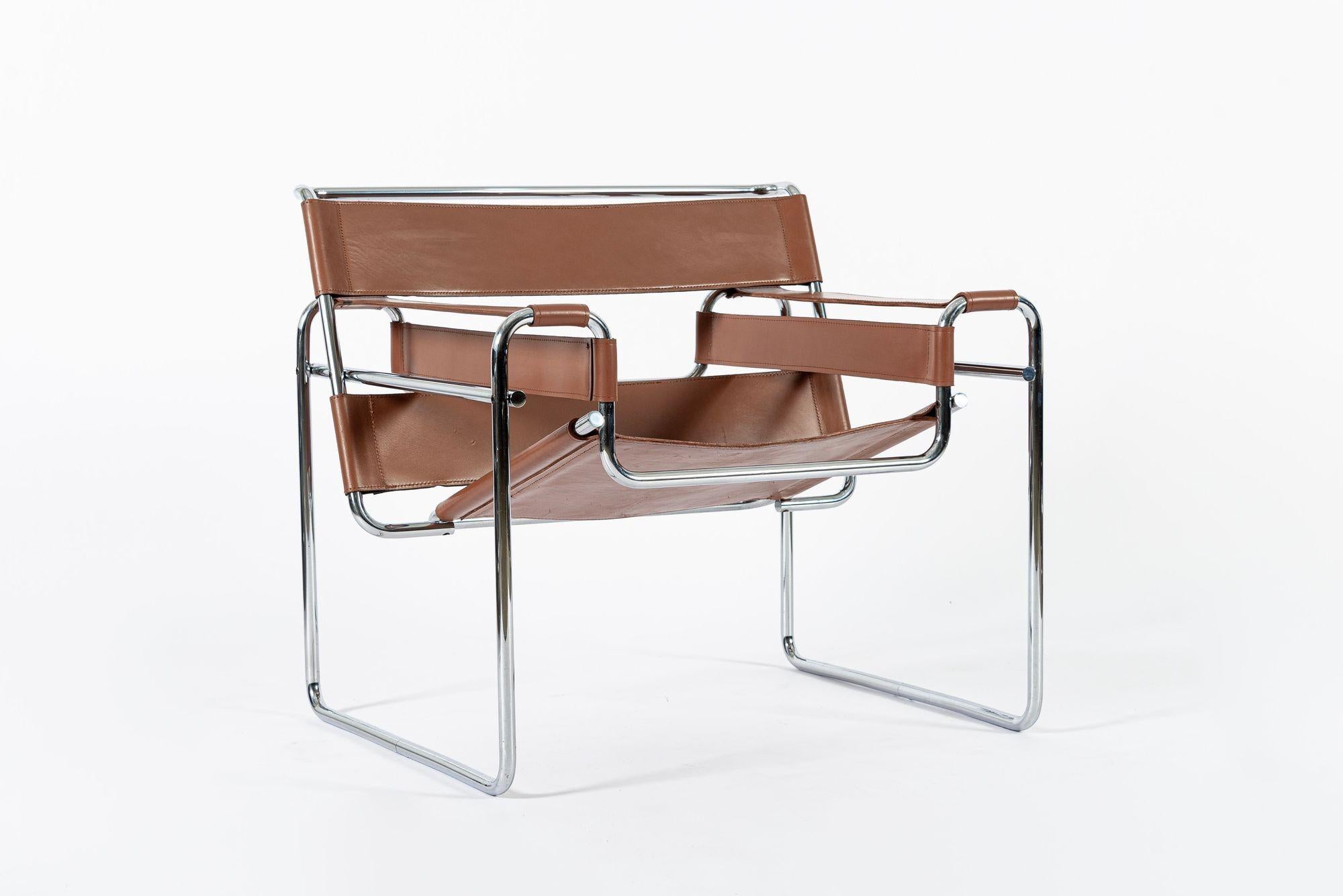 Mid Century Wassily Brown Lounge Chair by Marcel Breuer for Gavina