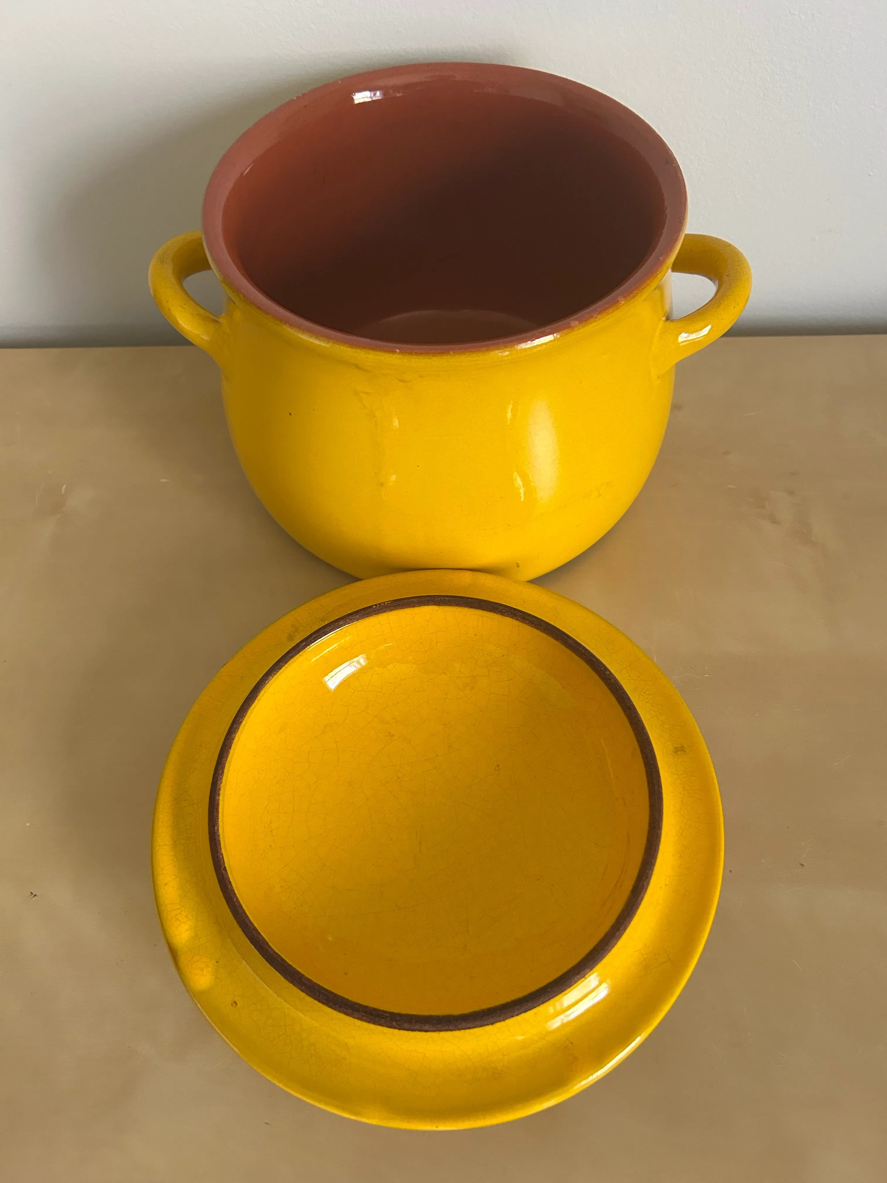 Vintage Coopstov Albisola Italy Yellow Glazed Terracotta Pottery