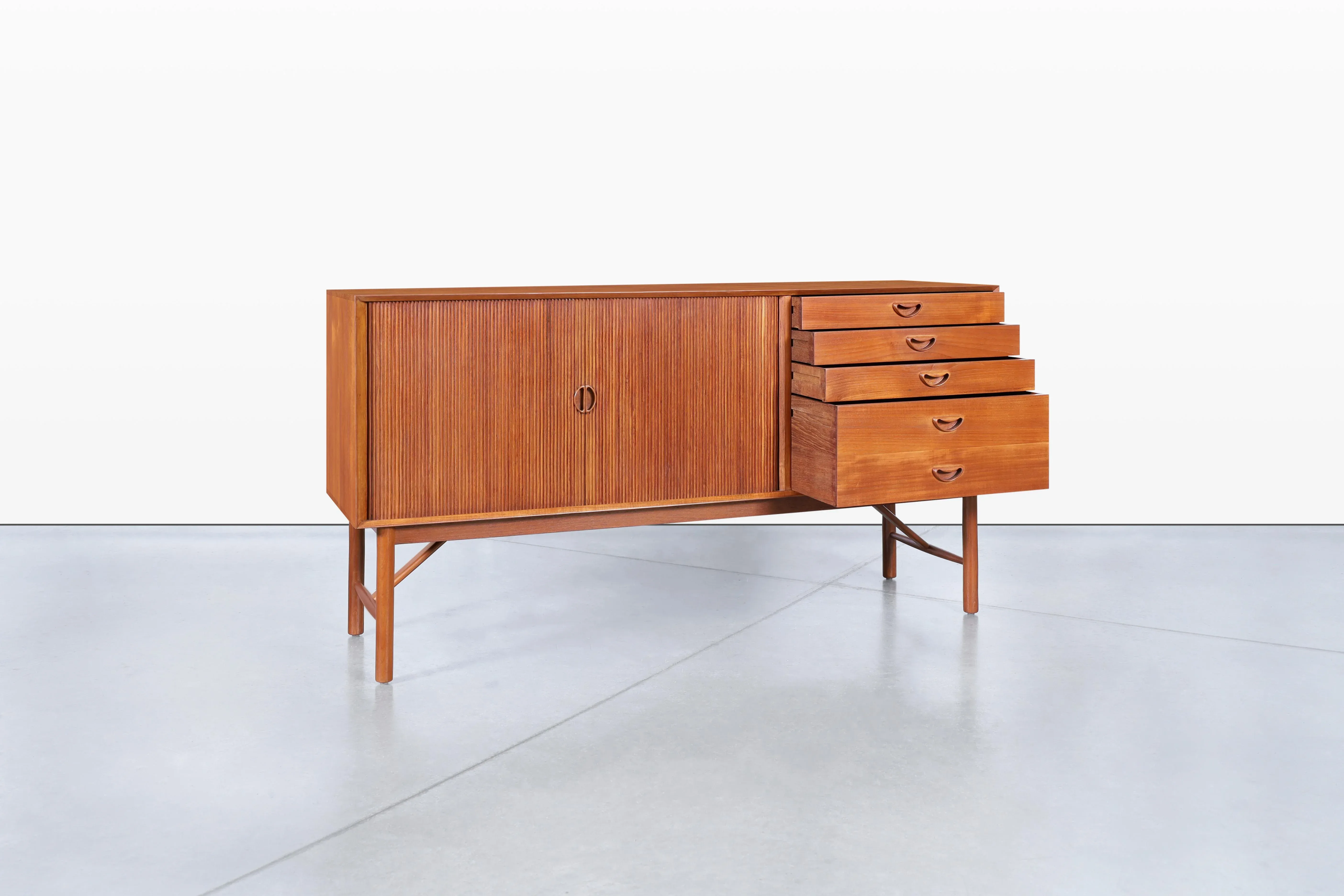 1960s Danish Teak Tambour Door Credenza by Peter Hvidt and Orla