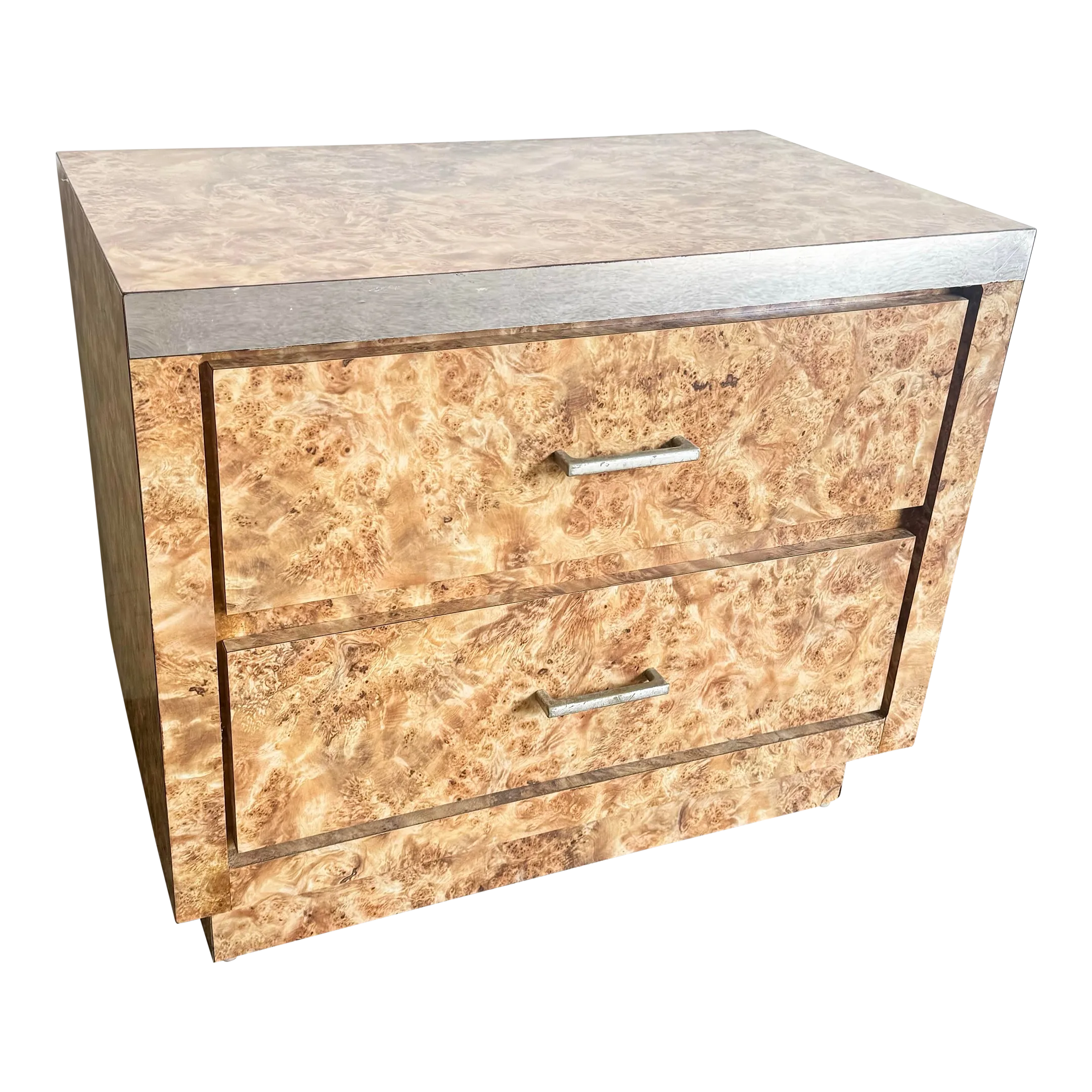 Postmodern Cubic Burl Wood Laminate Nightstand/End Table | Chairish