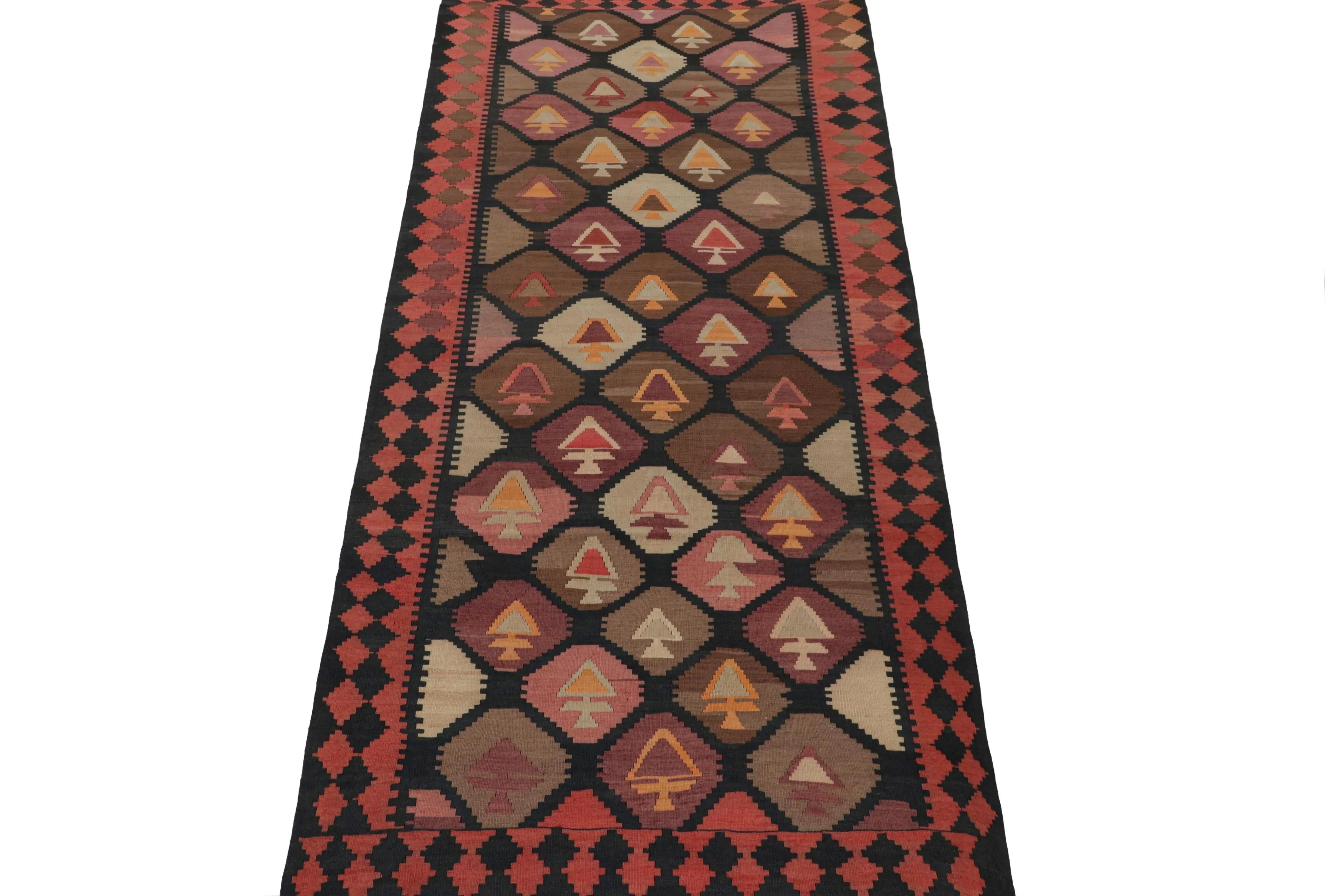 Vintage Persian Kilim in Red, Black and Brown Geometric Patterns by Rug & Kilim