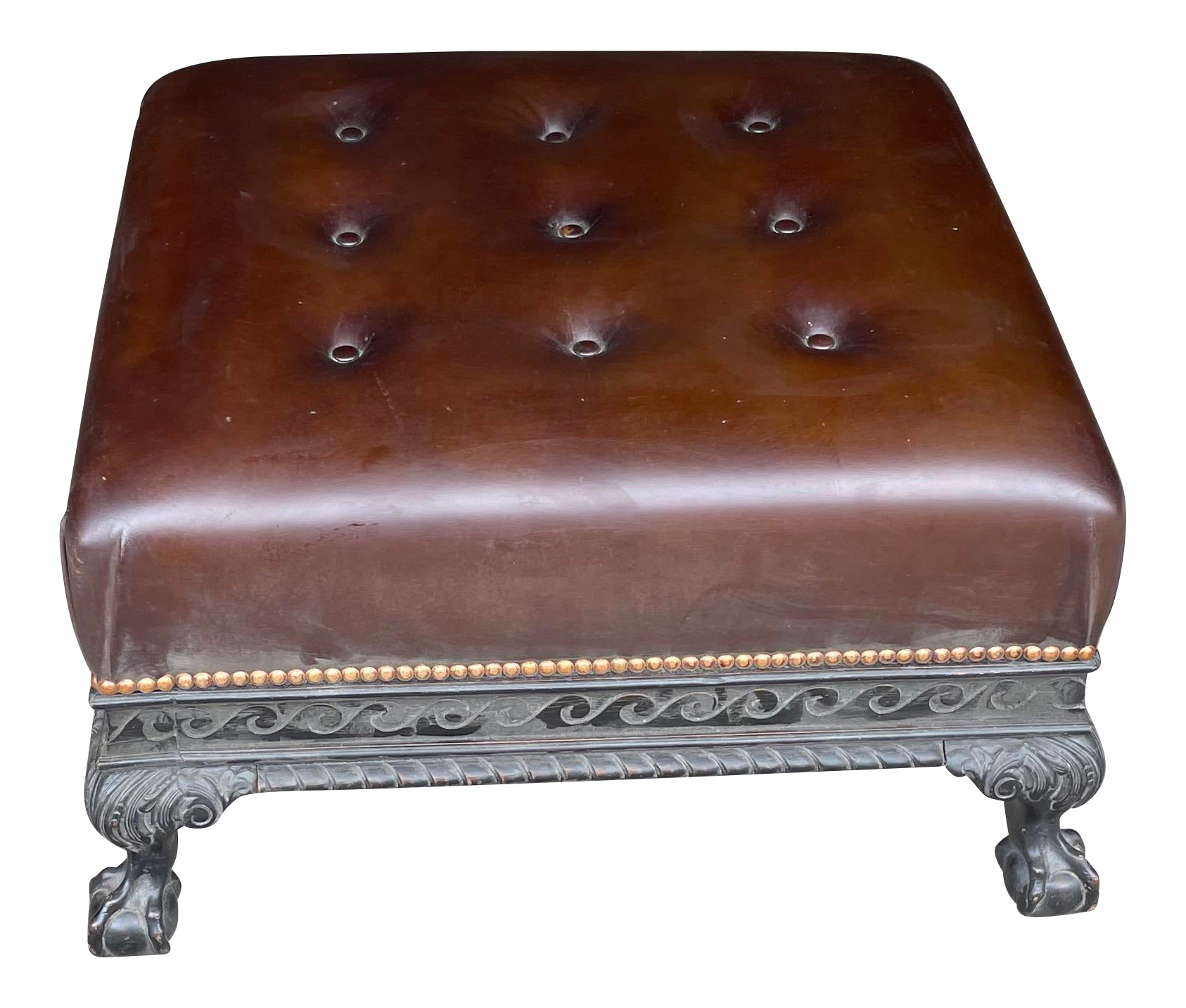 Late 19th Century Antique Faux Leather Ottoman Chairish
