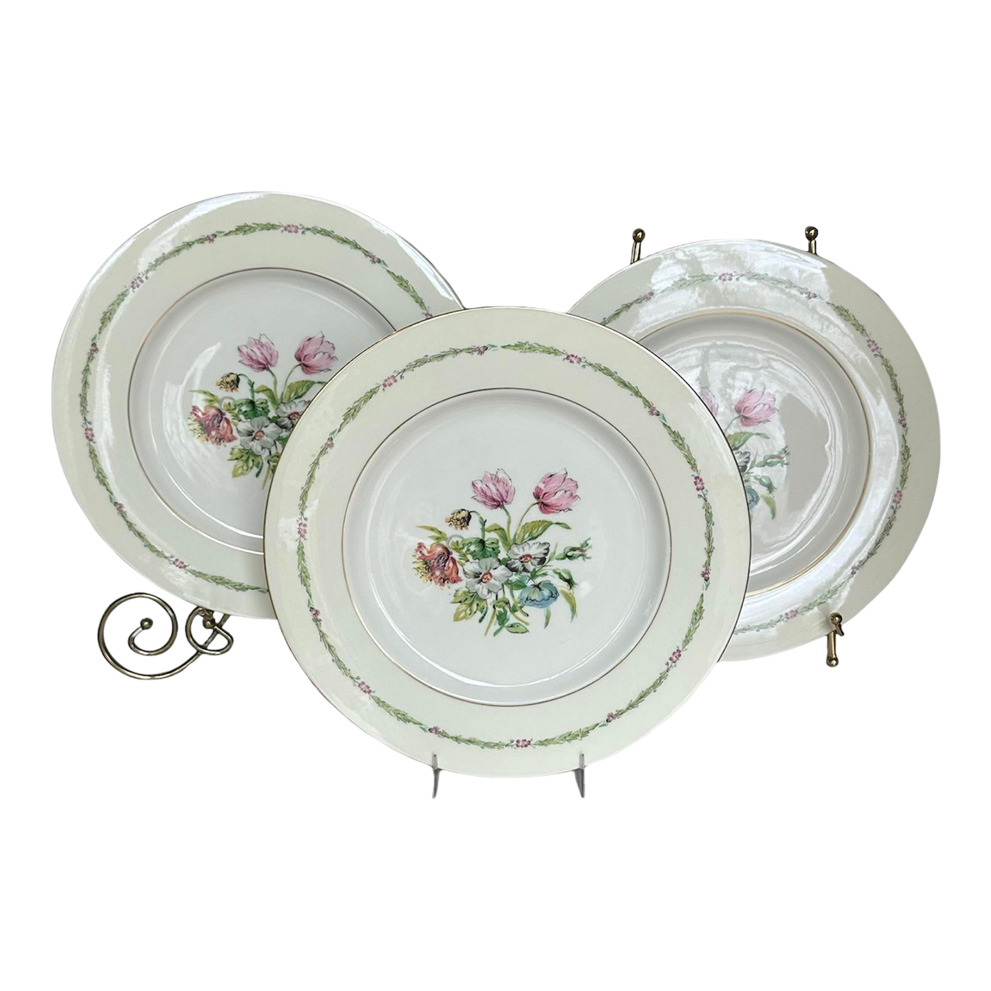 Theodore Haviland New York Garden Flower Dinner Plates- Set of 3