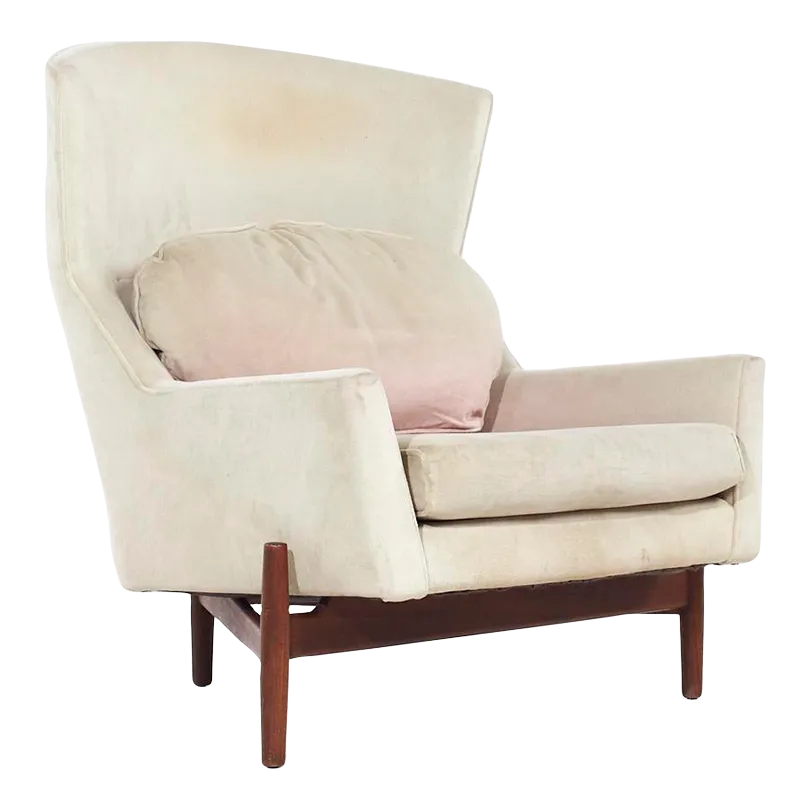 Jens Risom for Jens Risom Design Mid Century Walnut Big Chair | Chairish