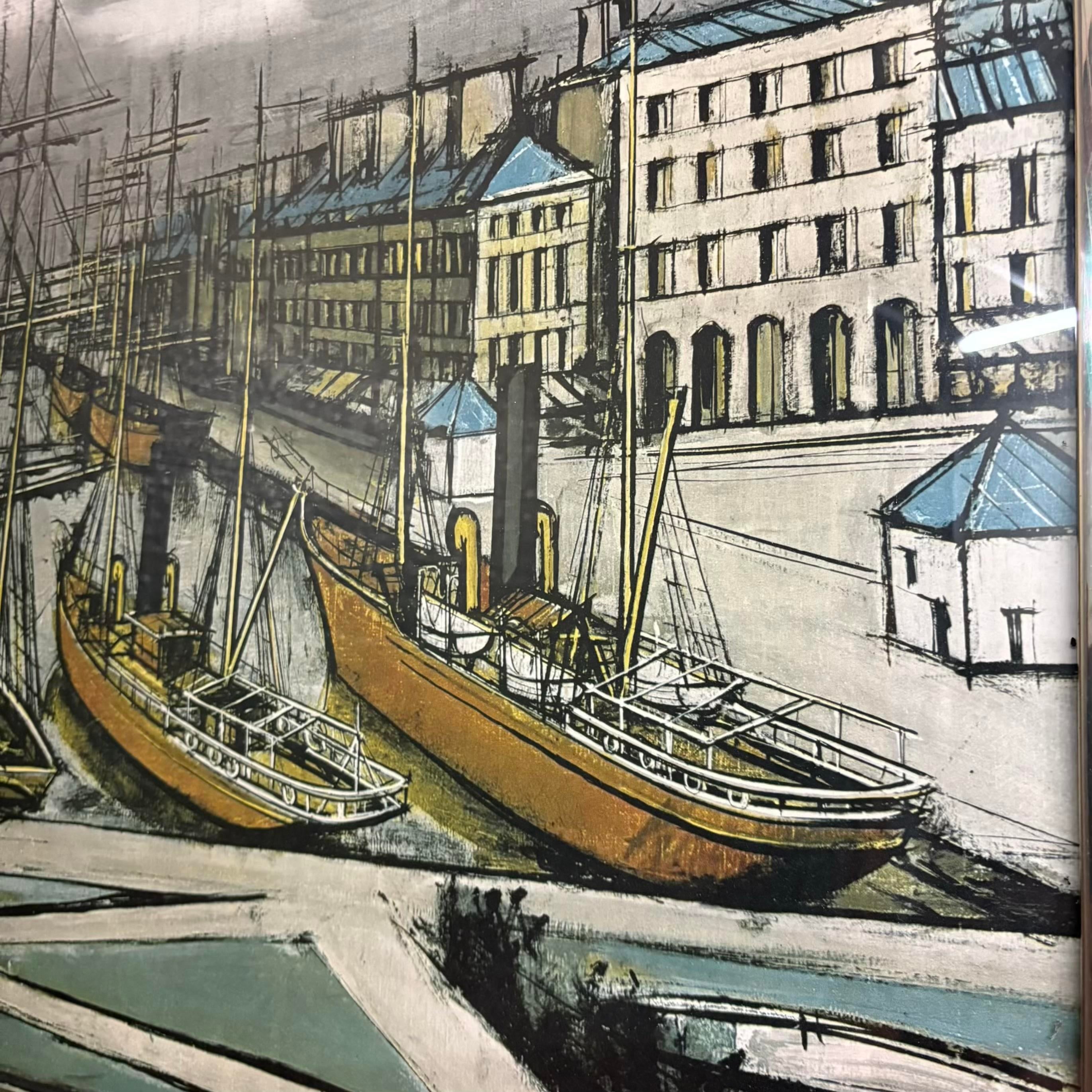 Bernard Buffet “Le Havre” Harbor Scene Lithograph, 1972