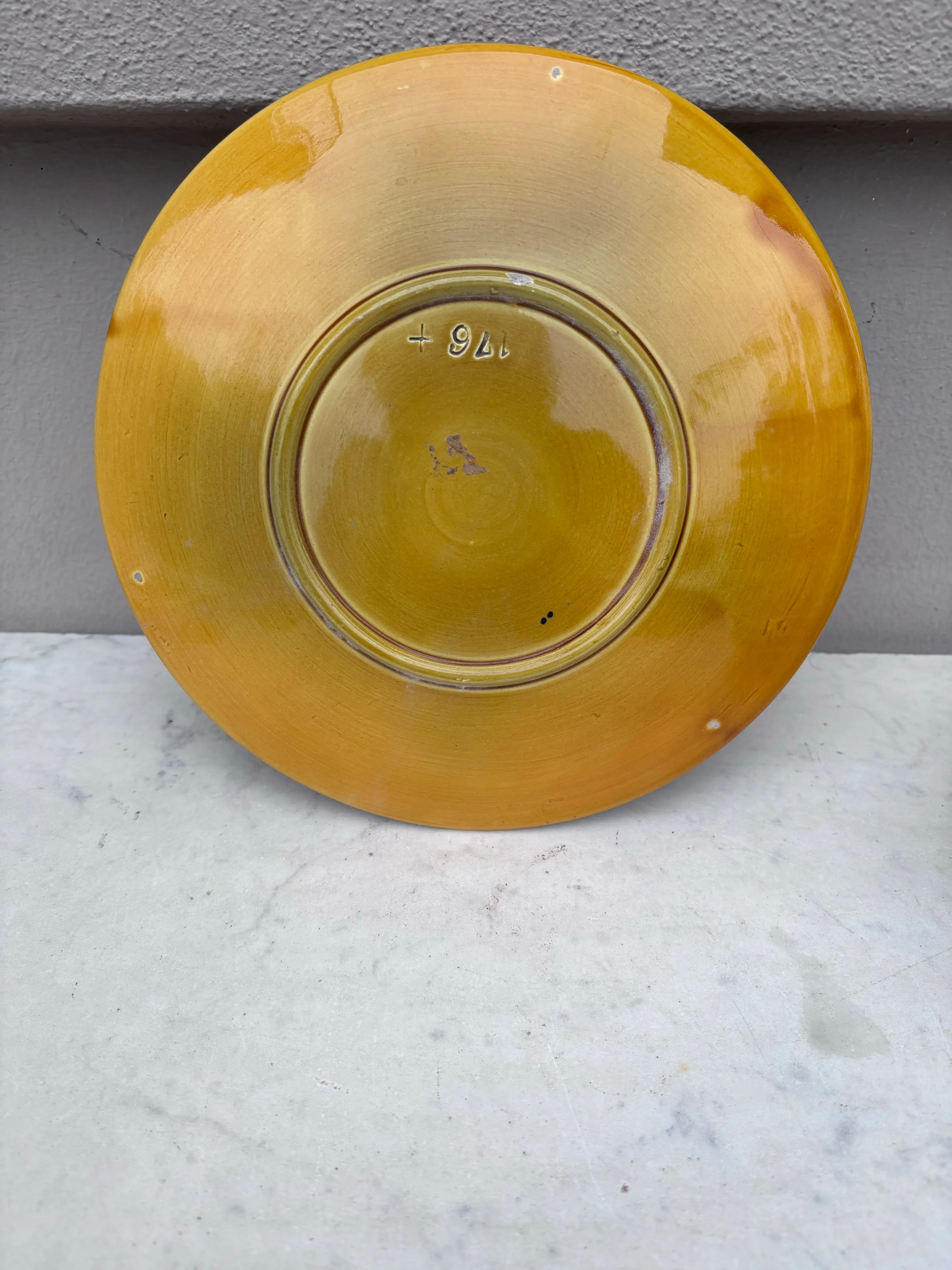 Large German Majolica Leaf Plate, Circa 1900