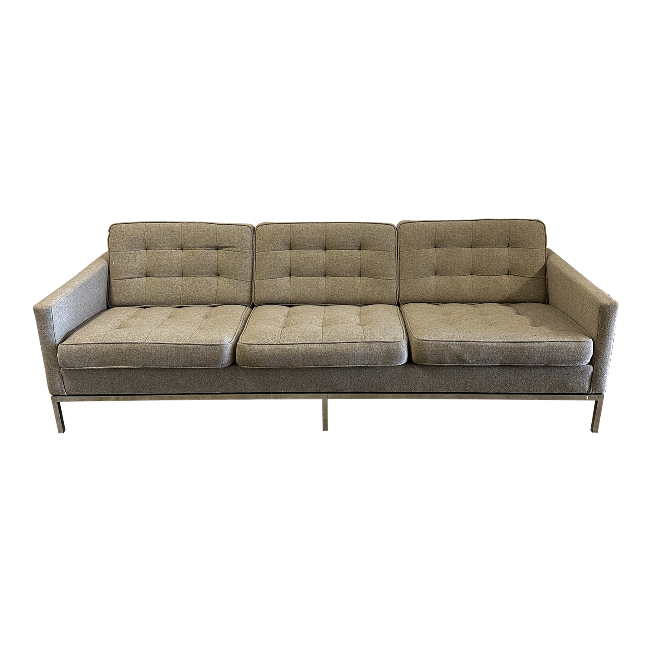 1970s Florence Knoll Sofa in Steel Base Tweed Brown Fabric Chairish