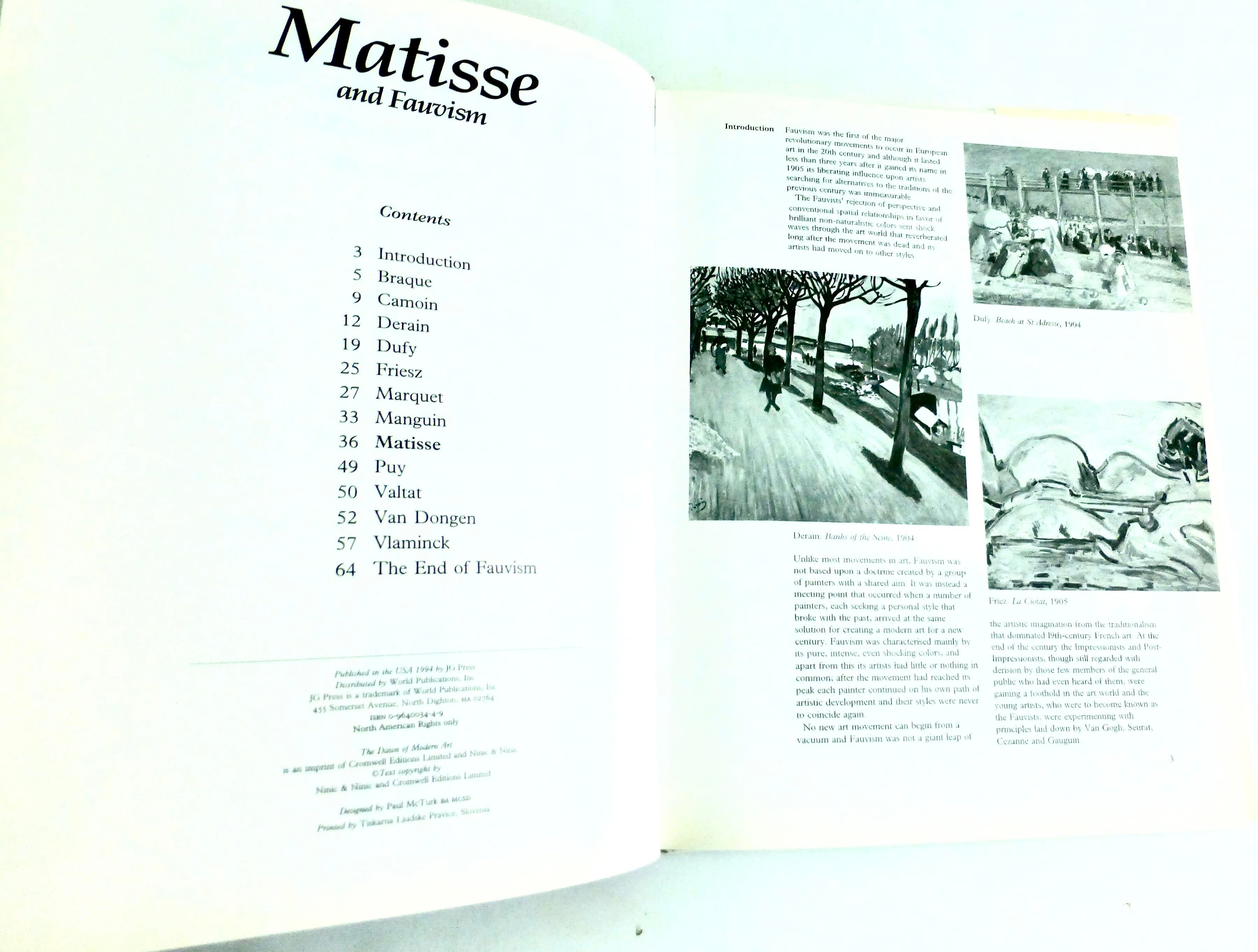 1994 Matisse, Fauve Artists Book, Illustrated