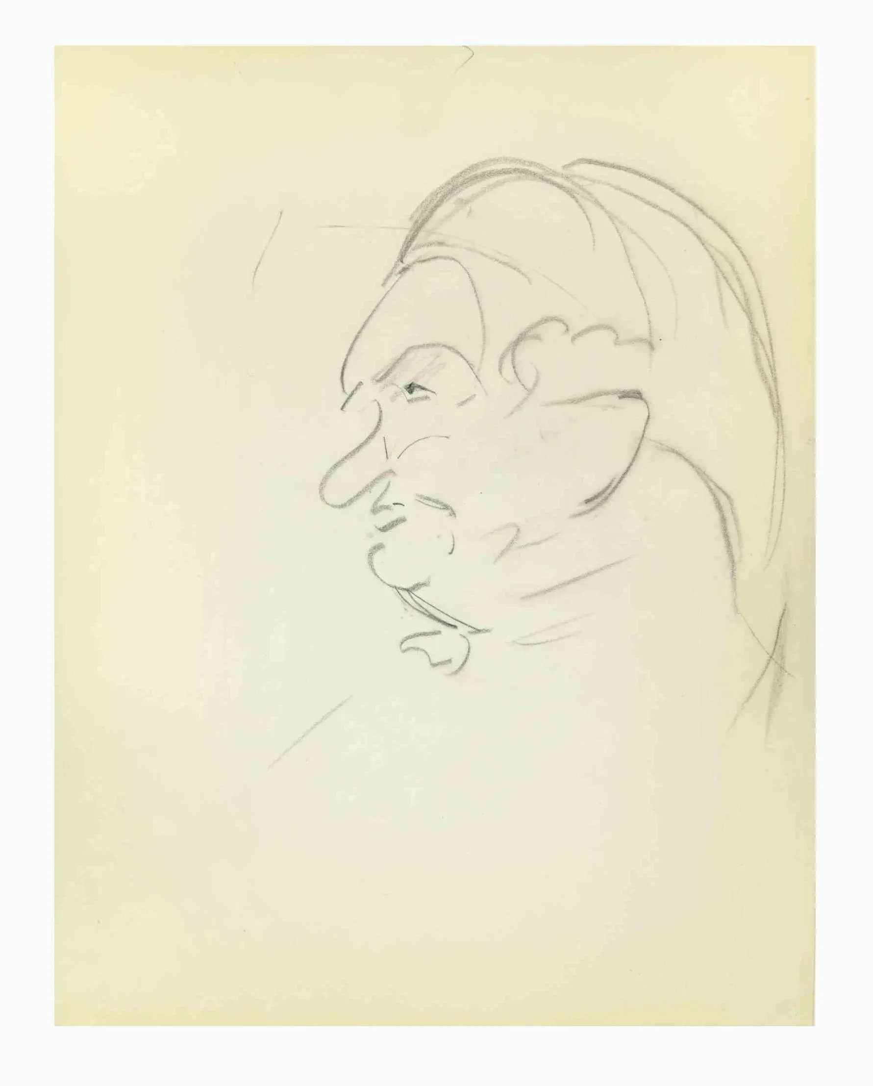 Flor David, Sketch for a Portrait, Drawing on Paper, Mid 20th Century
