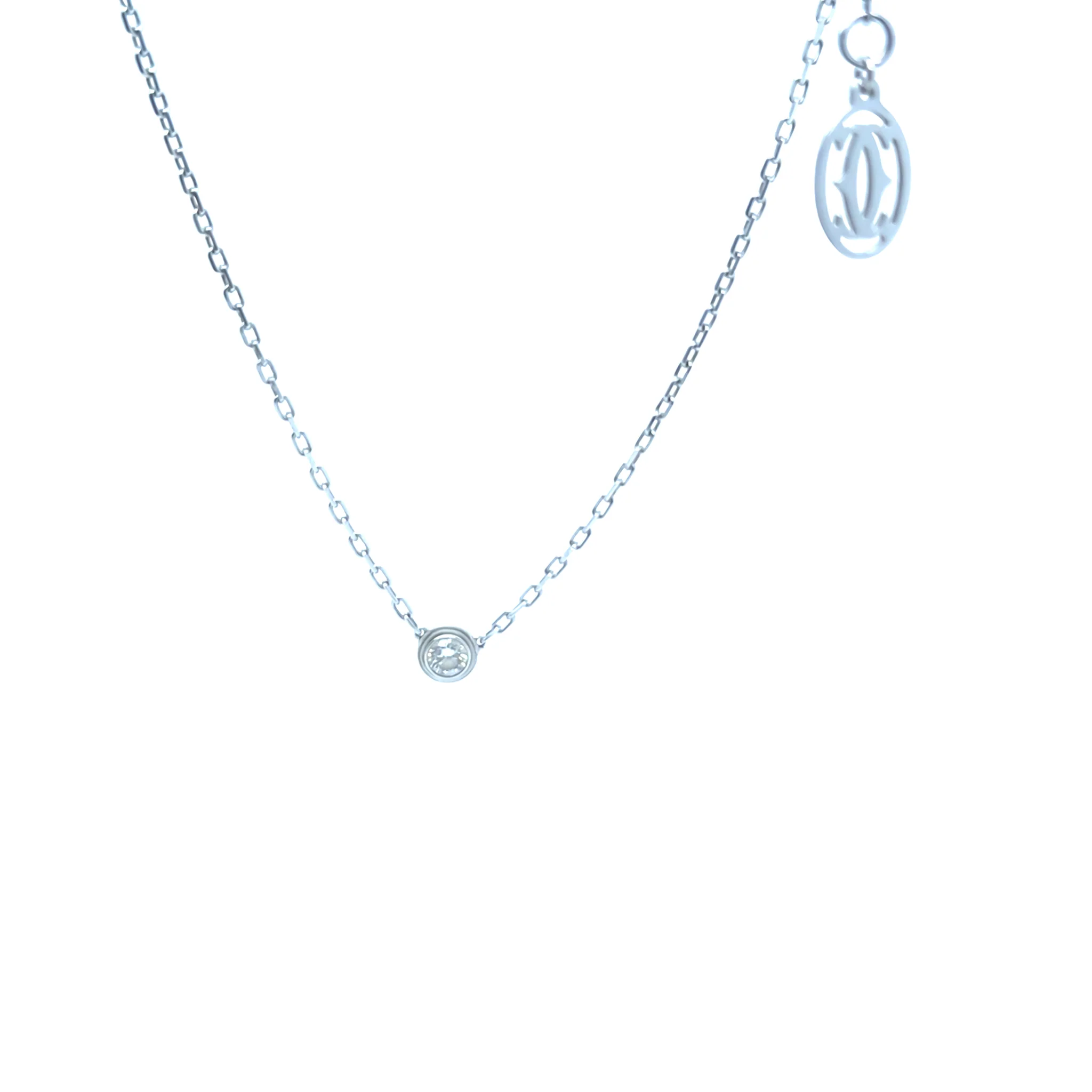 Cartier d'Amour 18ct White Gold XS Diamond Necklace 0.09ct | Chairish