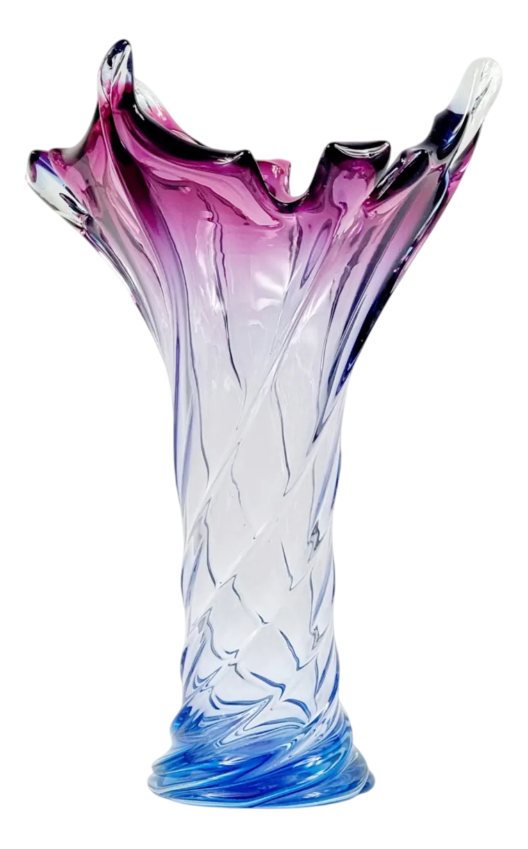 Large Mid-Century Twisted Murano Glass Vase from Fratelli Toso