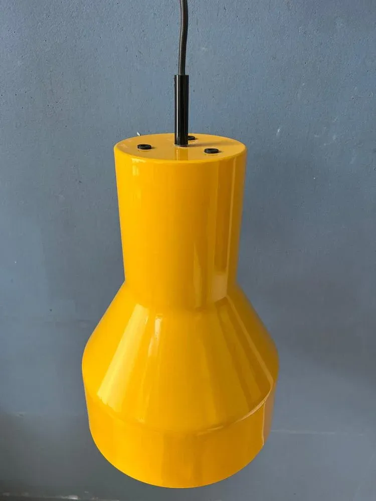 Space Age Industrial Yellow Metal Shaped Pendant Light